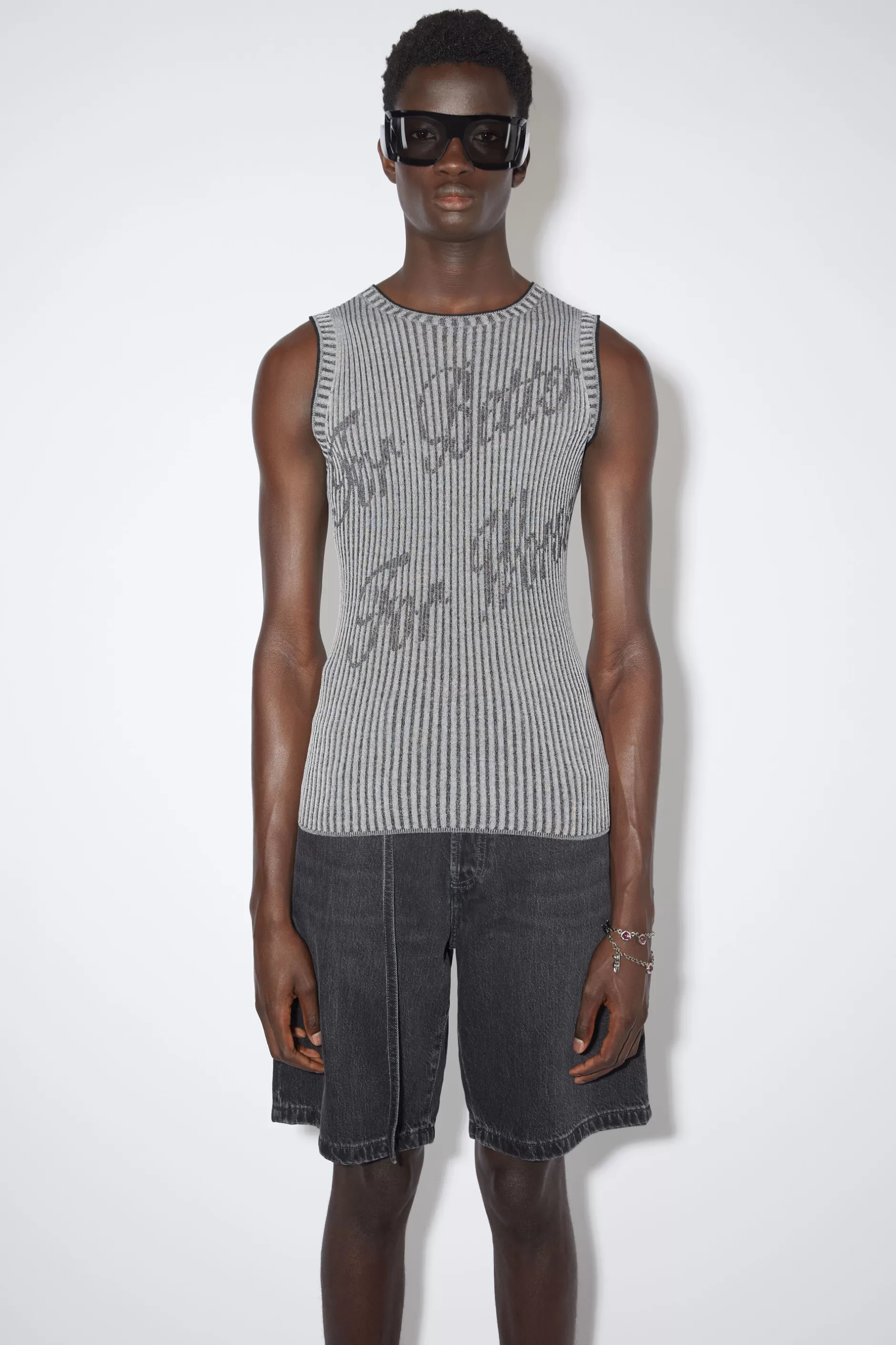 Acne Studios Stricktop Mit Stickerei Anthrazitgrau Shop