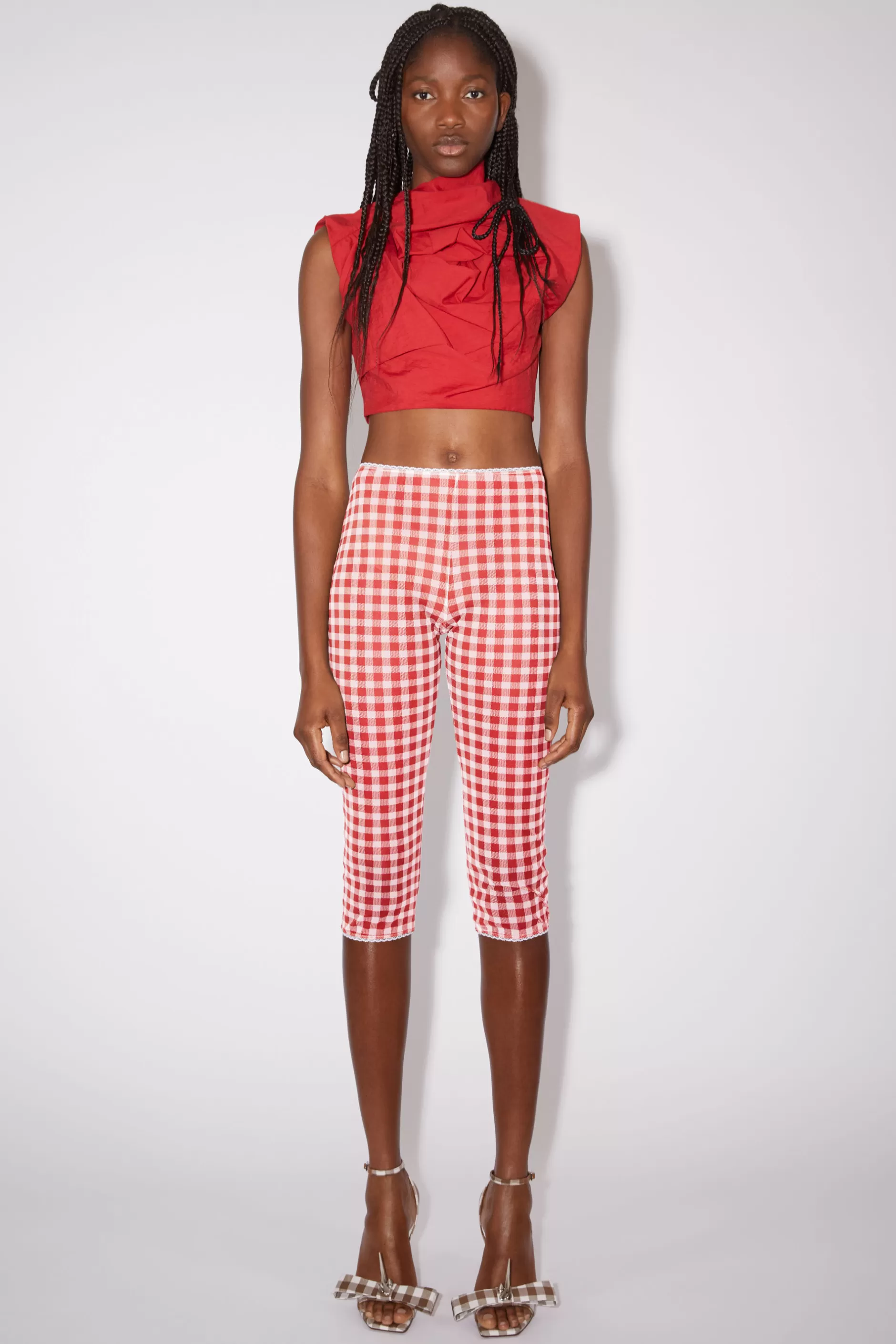 Acne Studios Strumpfhose Mit Gingham-Muster Kardinalrot Fashion