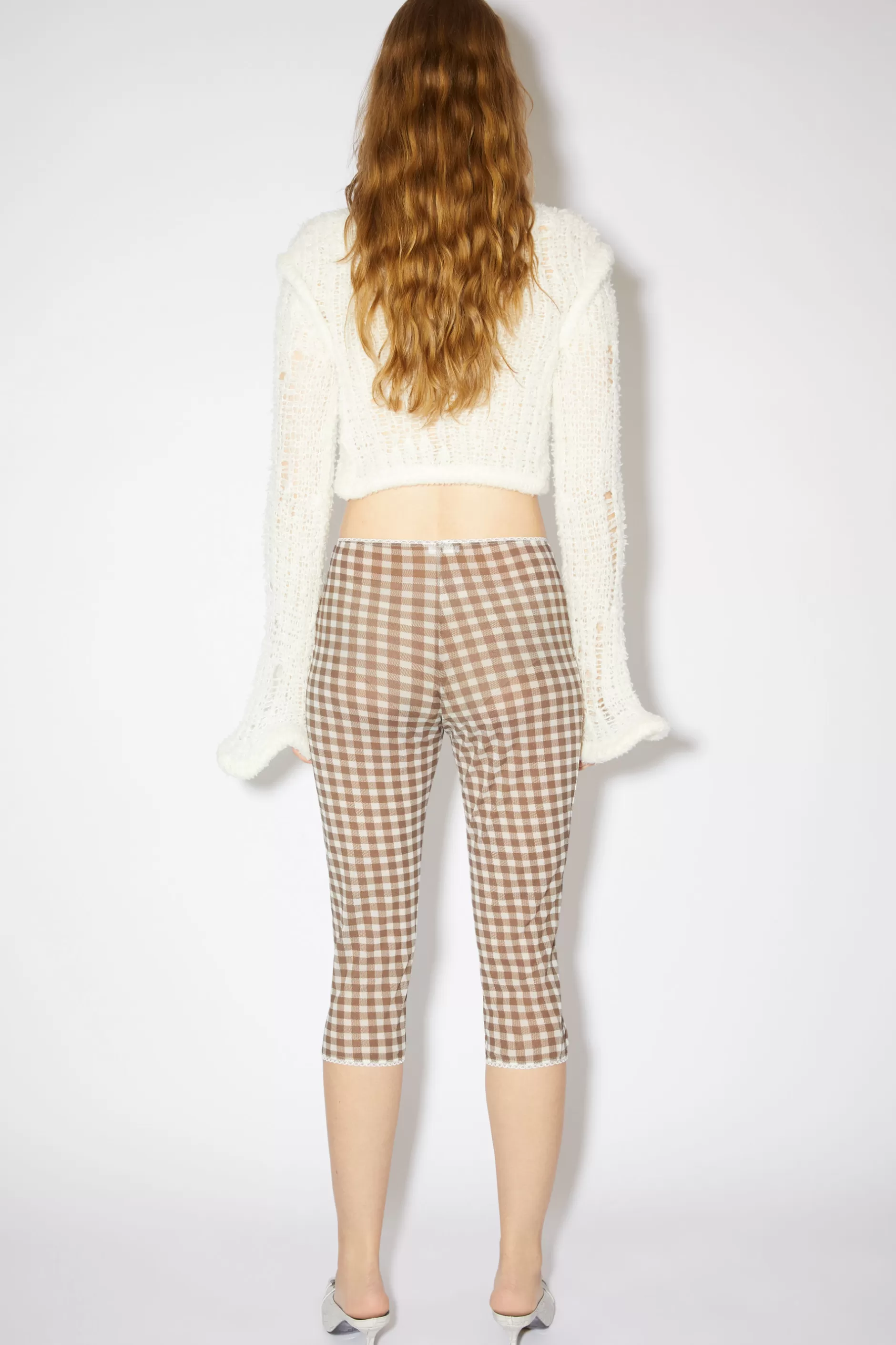 Acne Studios Strumpfhose Mit Gingham-Muster Zimtbraun Flash Sale