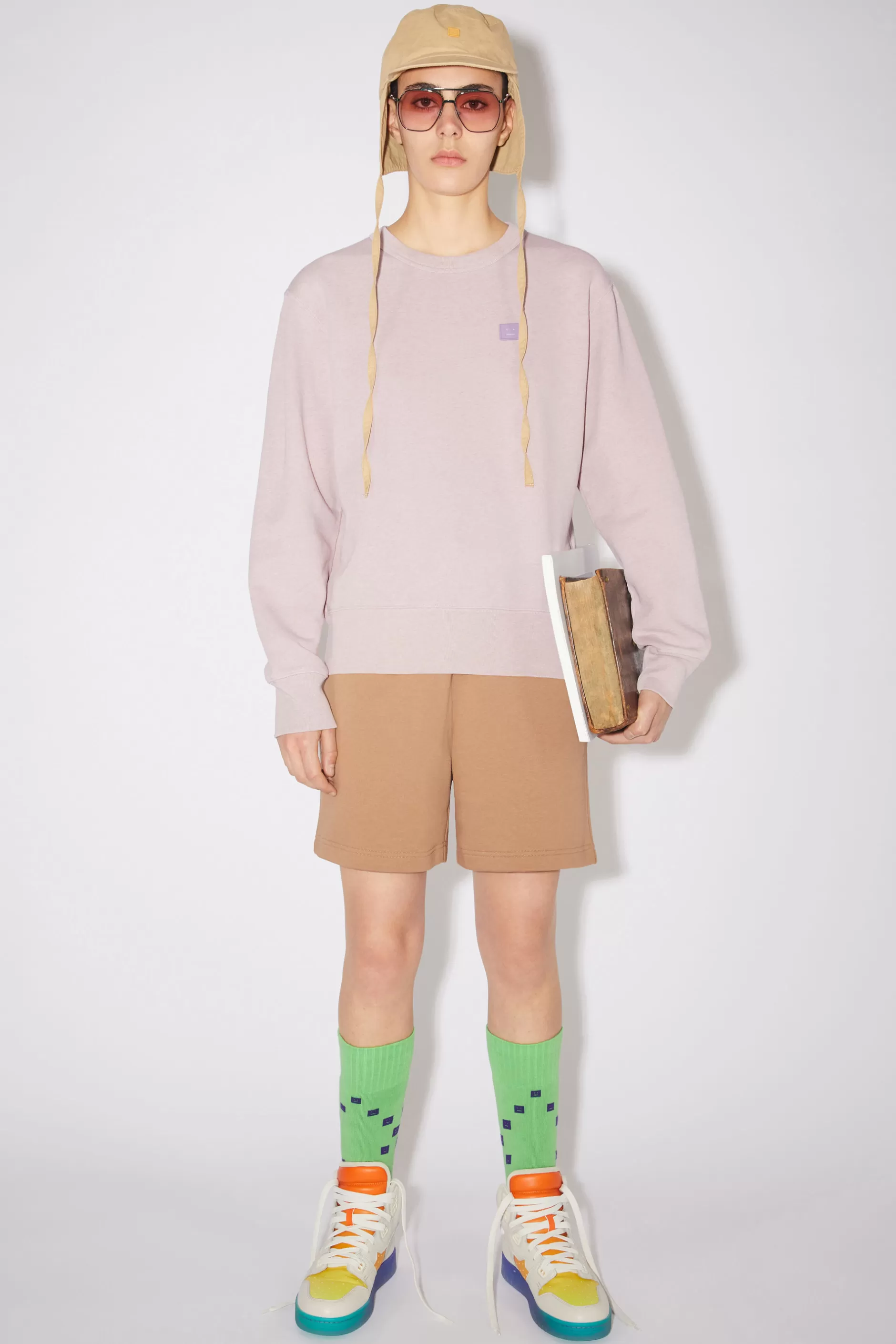 Acne Studios Sweatshirt Mit Rundhalsausschnitt Meliertes Violettrosa Clearance