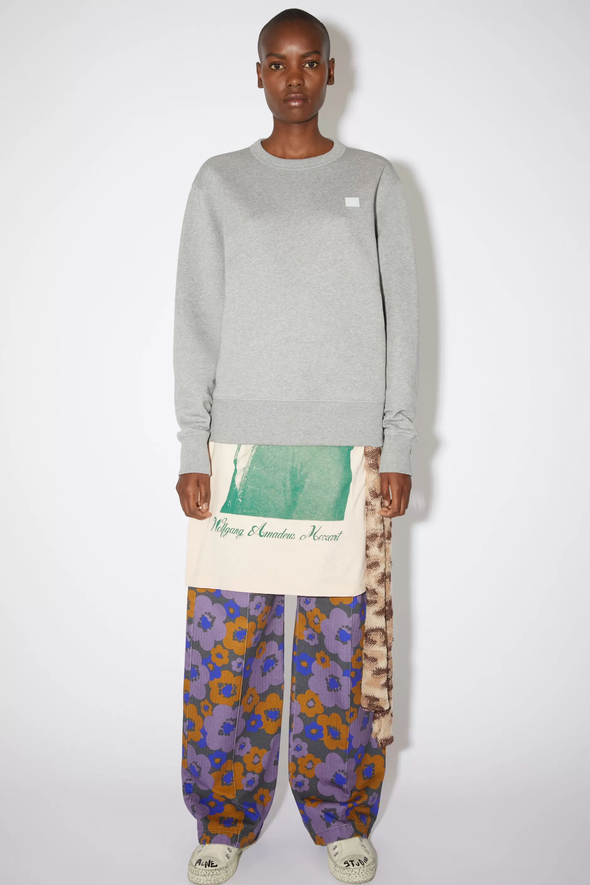 Acne Studios Sweatshirt Mit Rundhalsausschnitt Hellgrau-Meliert Shop