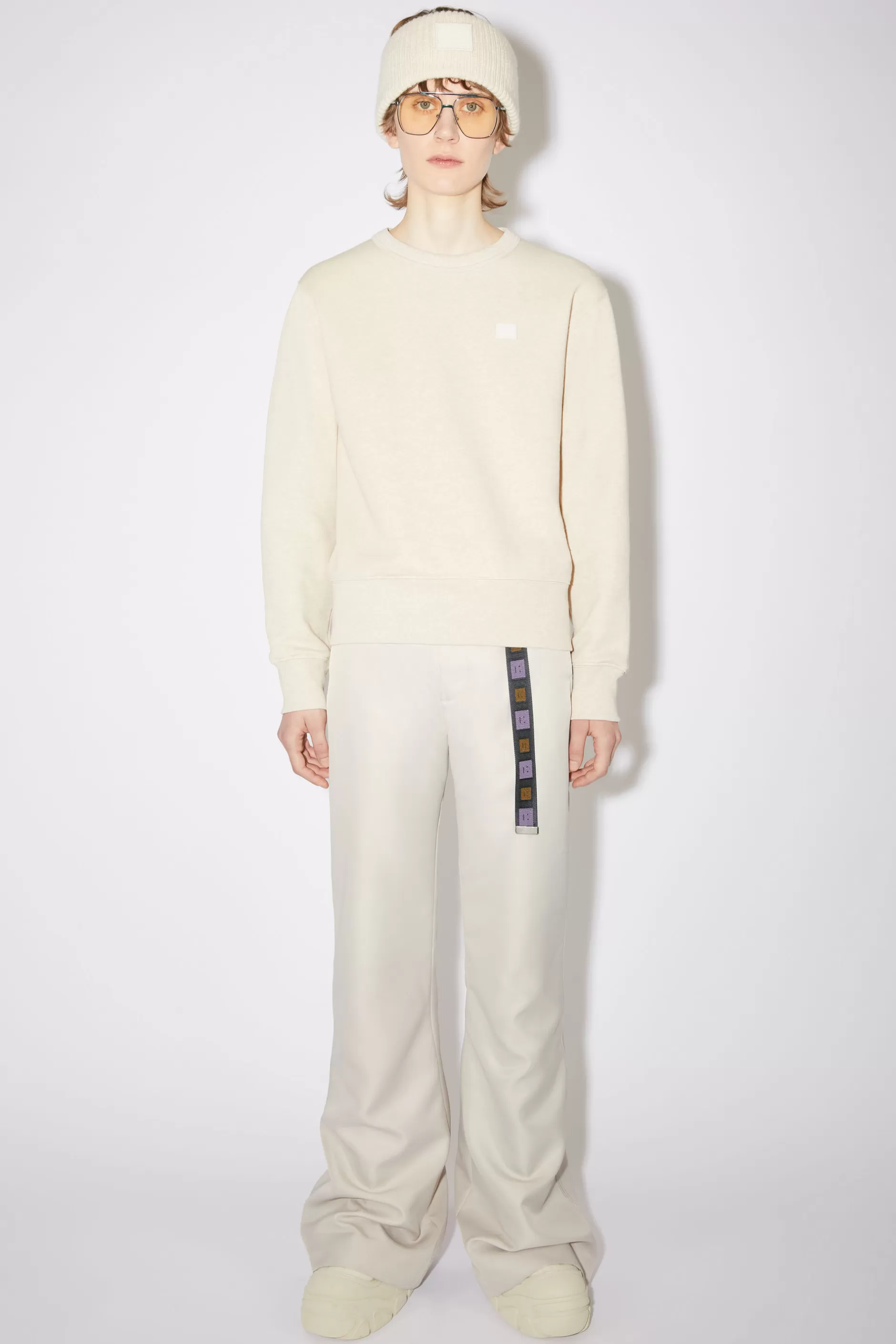 Acne Studios Sweatshirt Mit Rundhalsausschnitt Haferbeige Meliert Hot