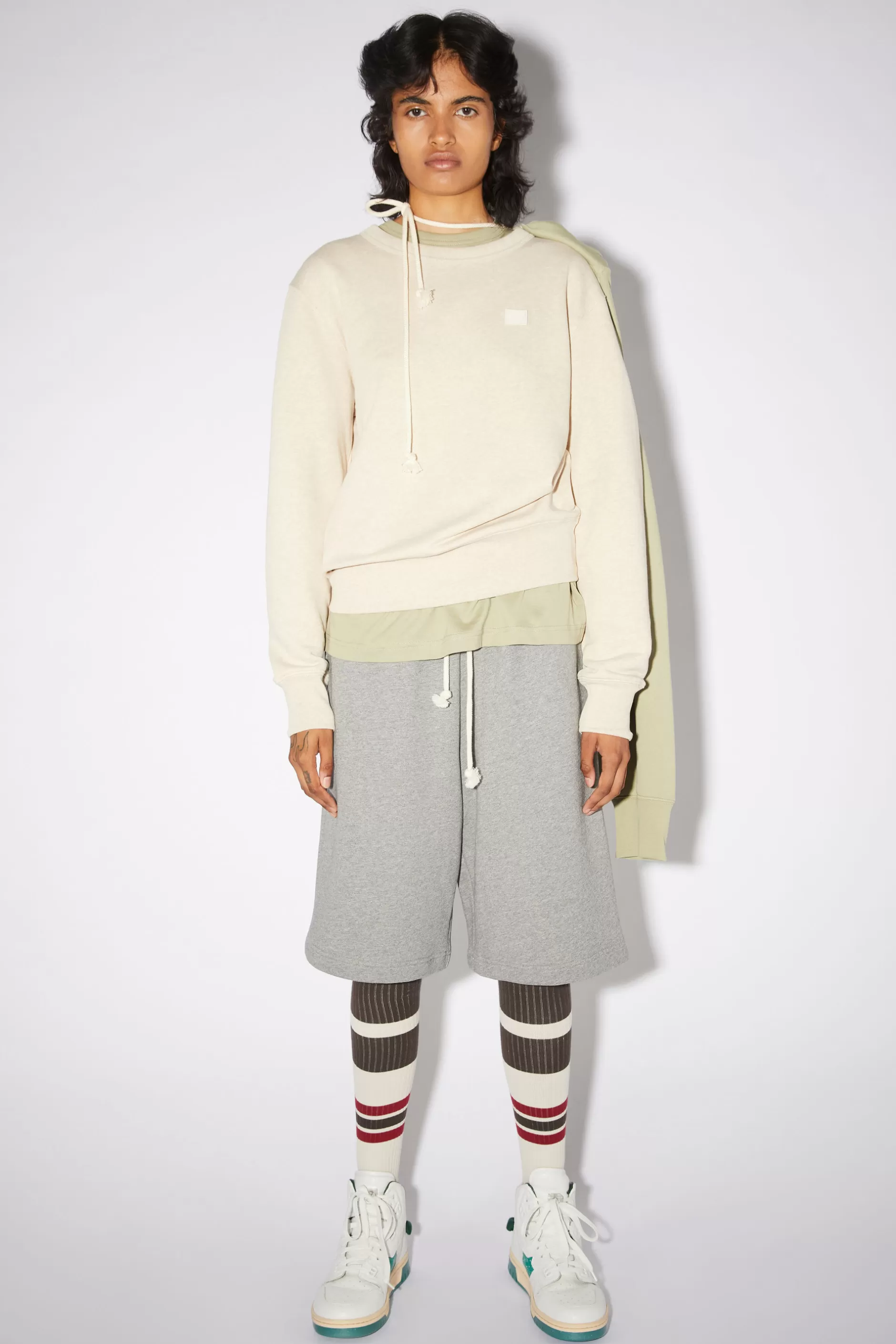 Acne Studios Sweatshirt Mit Rundhalsausschnitt Haferbeige Meliert Outlet