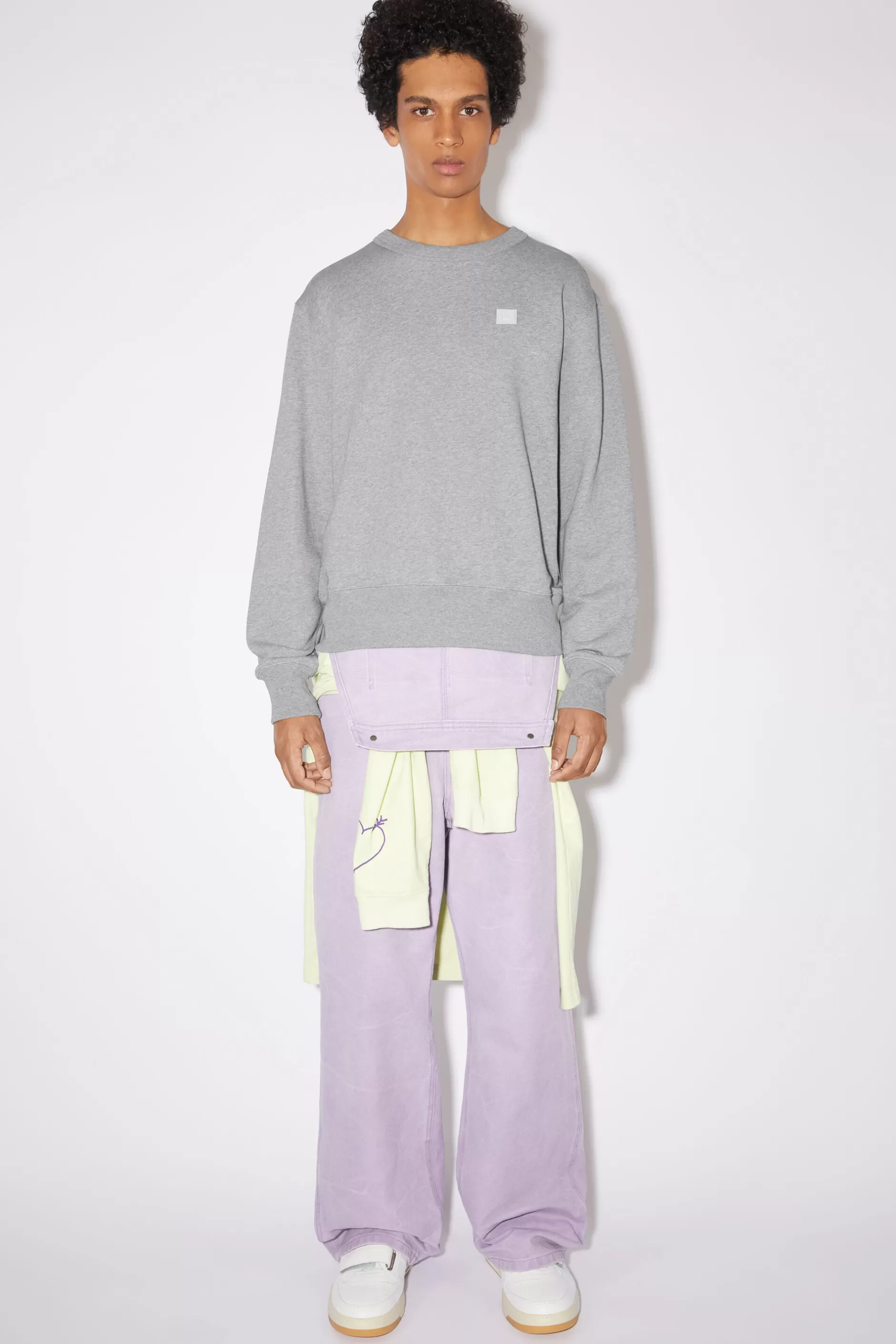 Acne Studios Sweatshirt Mit Rundhalsausschnitt Hellgrau Meliert Cheap