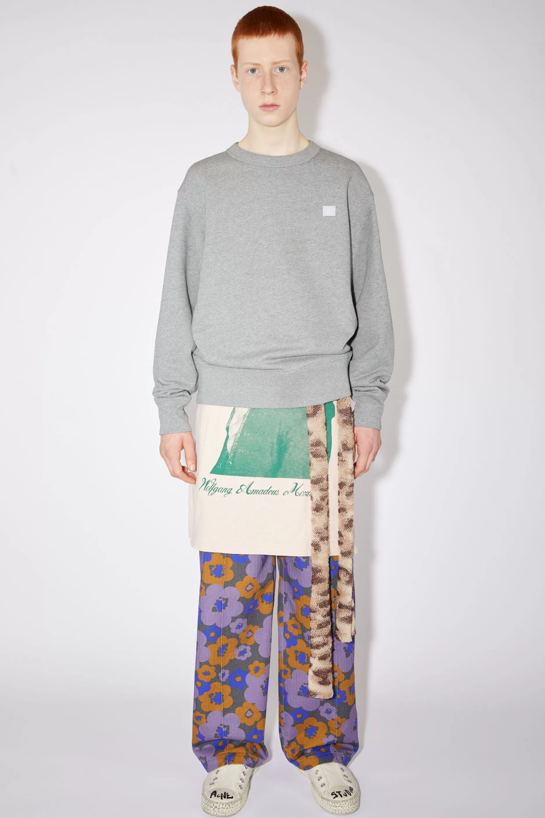 Acne Studios Sweatshirt Mit Rundhalsausschnitt Hellgrau-Meliert Discount