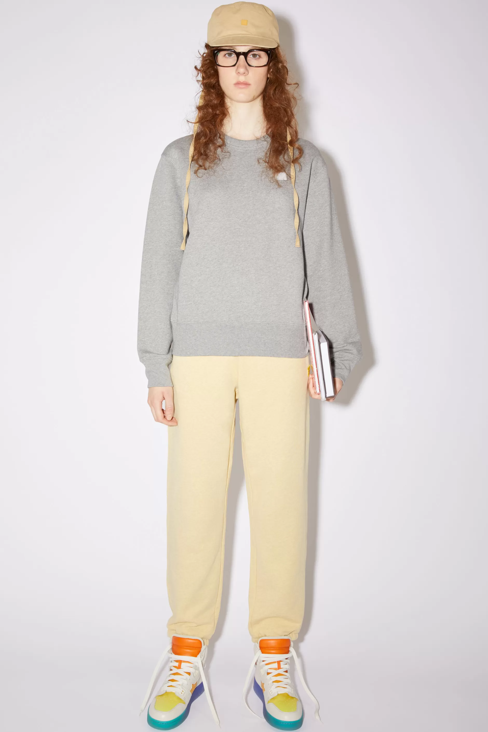 Acne Studios Sweatshirt Mit Rundhalsausschnitt Hellgrau Meliert Hot