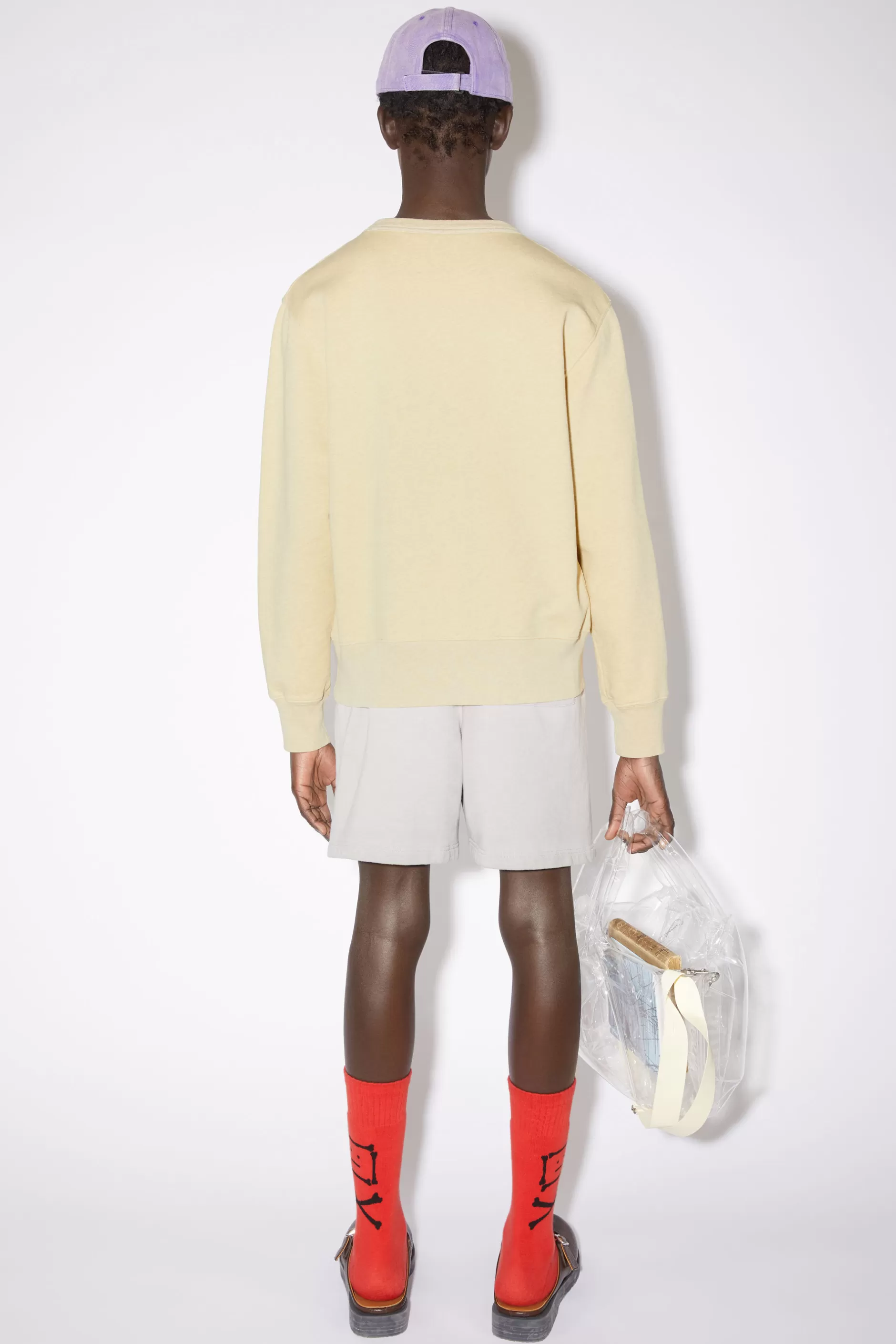 Acne Studios Sweatshirt Mit Rundhalsausschnitt Meliertes Blassgelb Discount