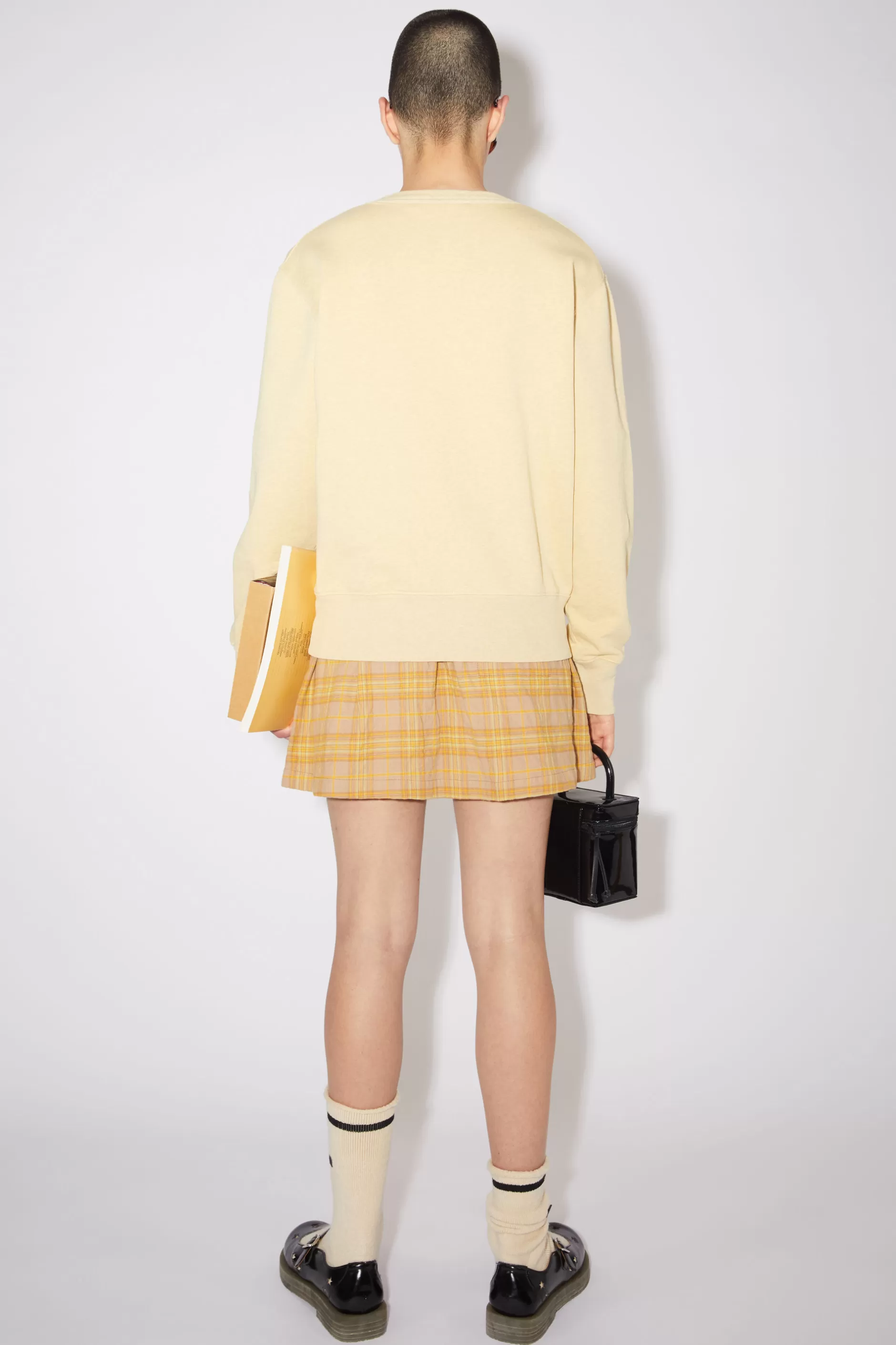 Acne Studios Sweatshirt Mit Rundhalsausschnitt Meliertes Blassgelb Hot