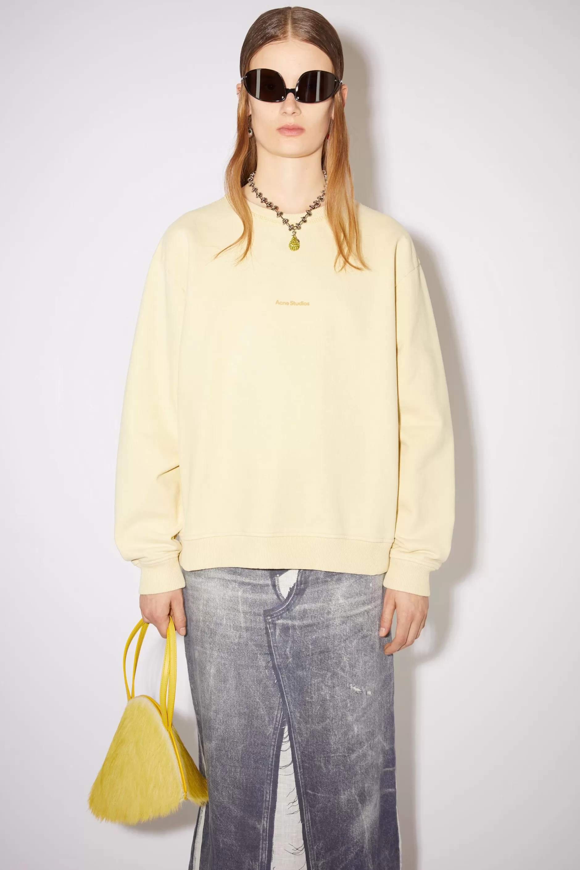 Acne Studios Sweatshirt Mit Stempel-Logo Vanillegelb Cheap