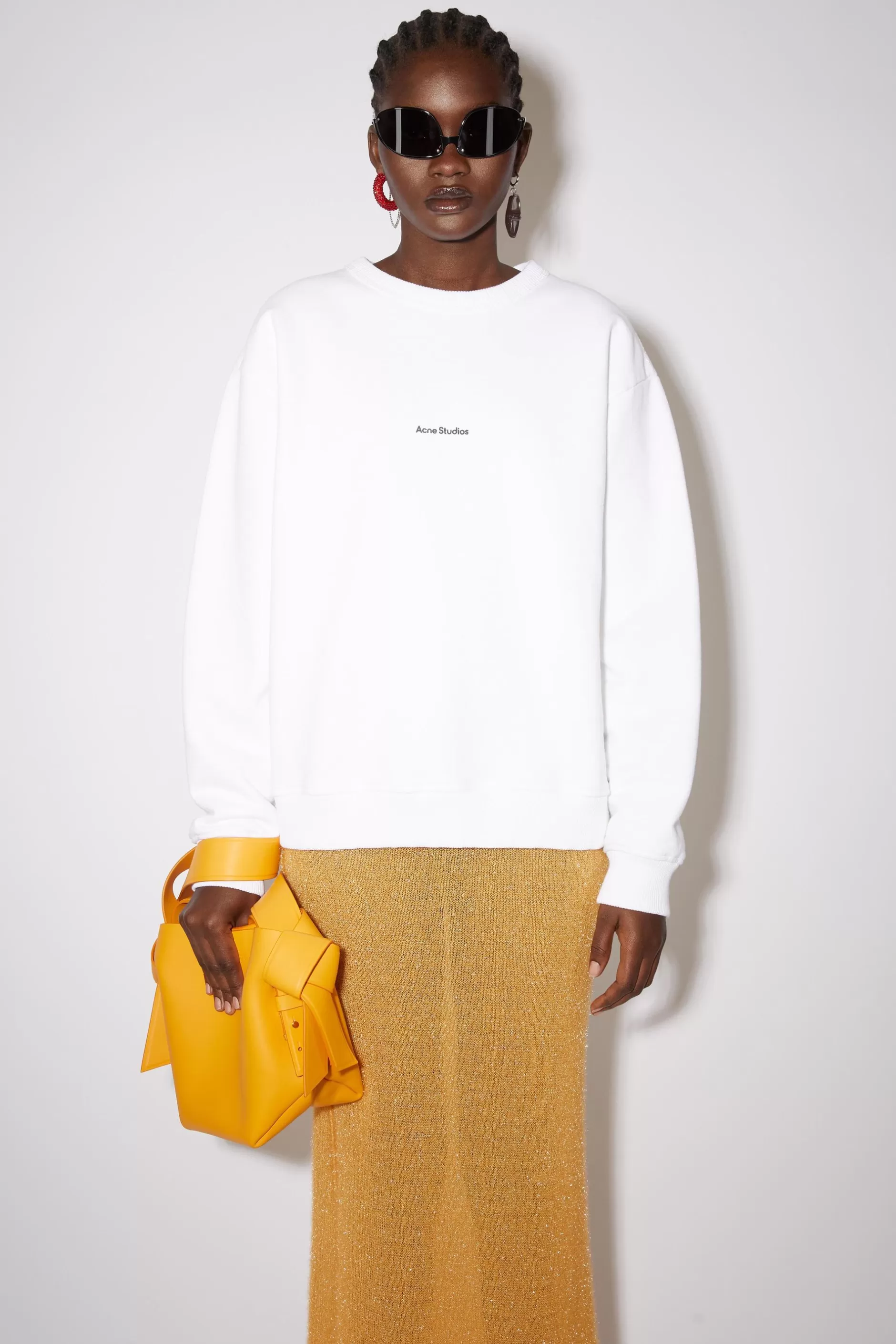 Acne Studios Sweatshirt Mit Stempel-Logo Optisches Weis Shop