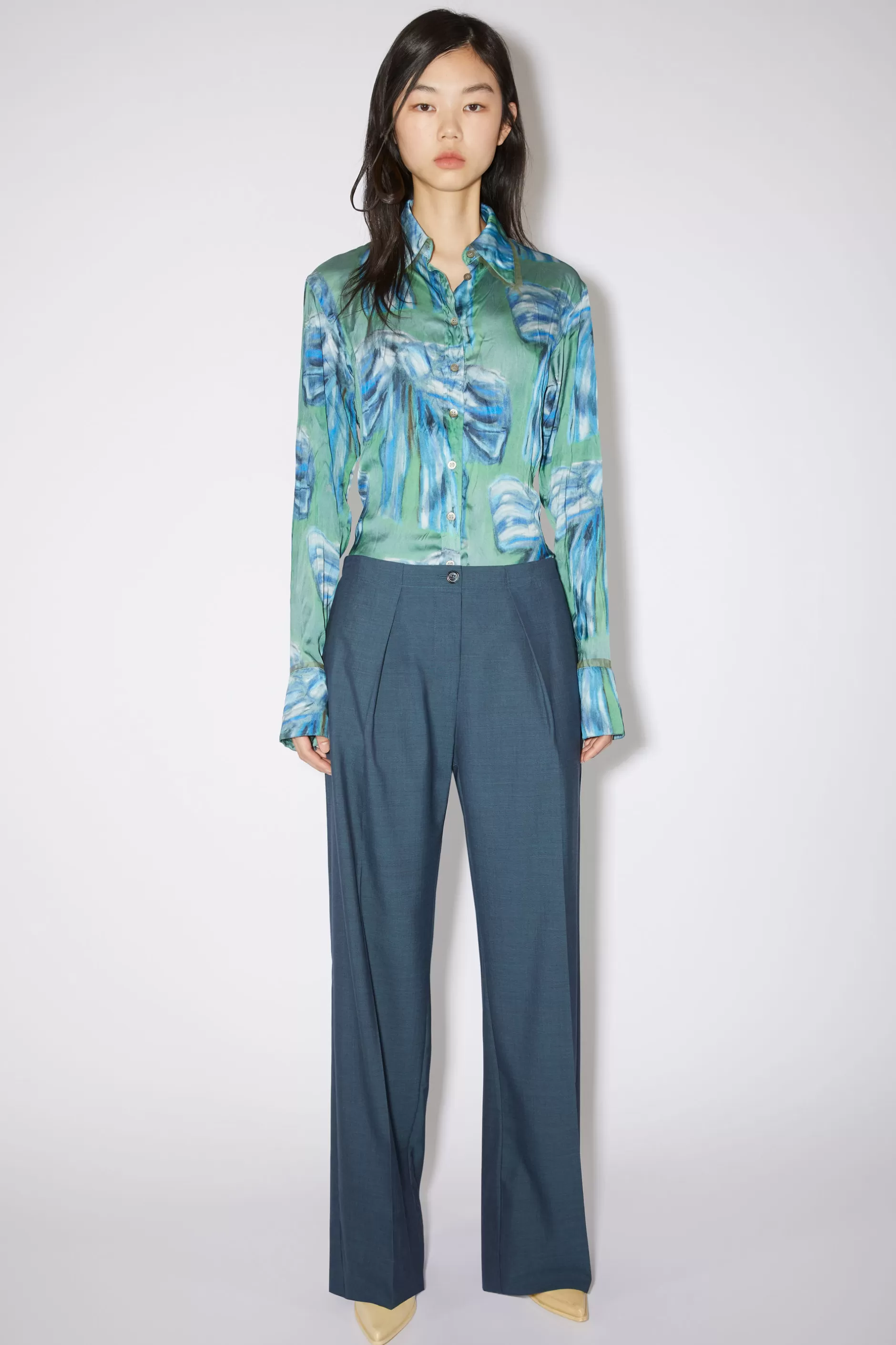 Acne Studios Tailored Trousers Teal Blue Sale