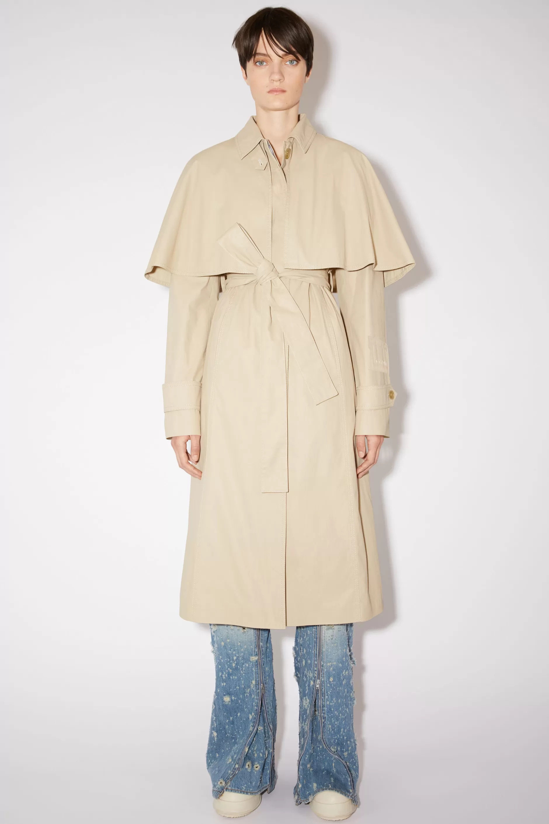 Acne Studios Trenchcoat Mit Gürtel Hellbeige Shop