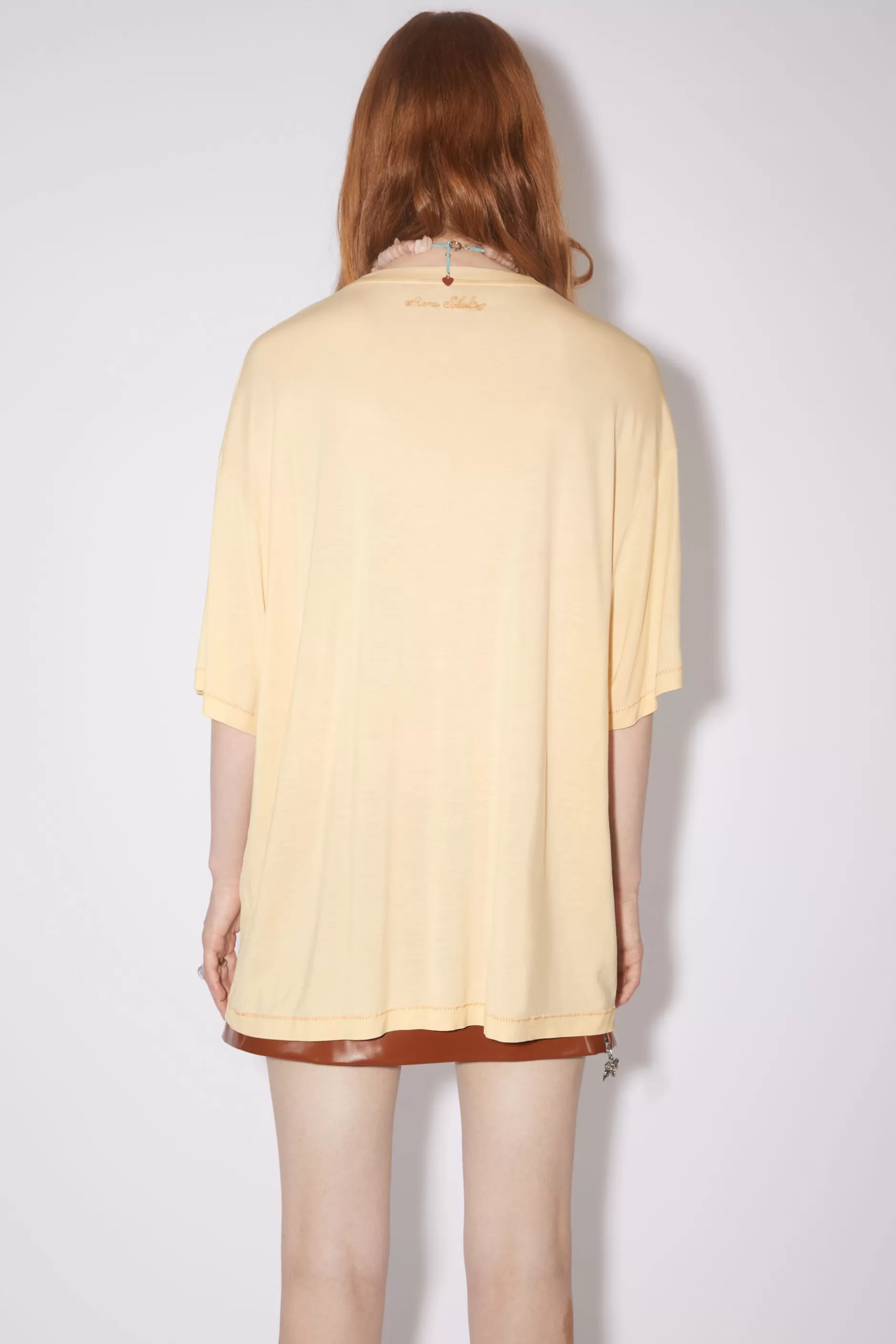 Acne Studios T-Shirt Aus Leichtem Jersey Vanillegelb Sale