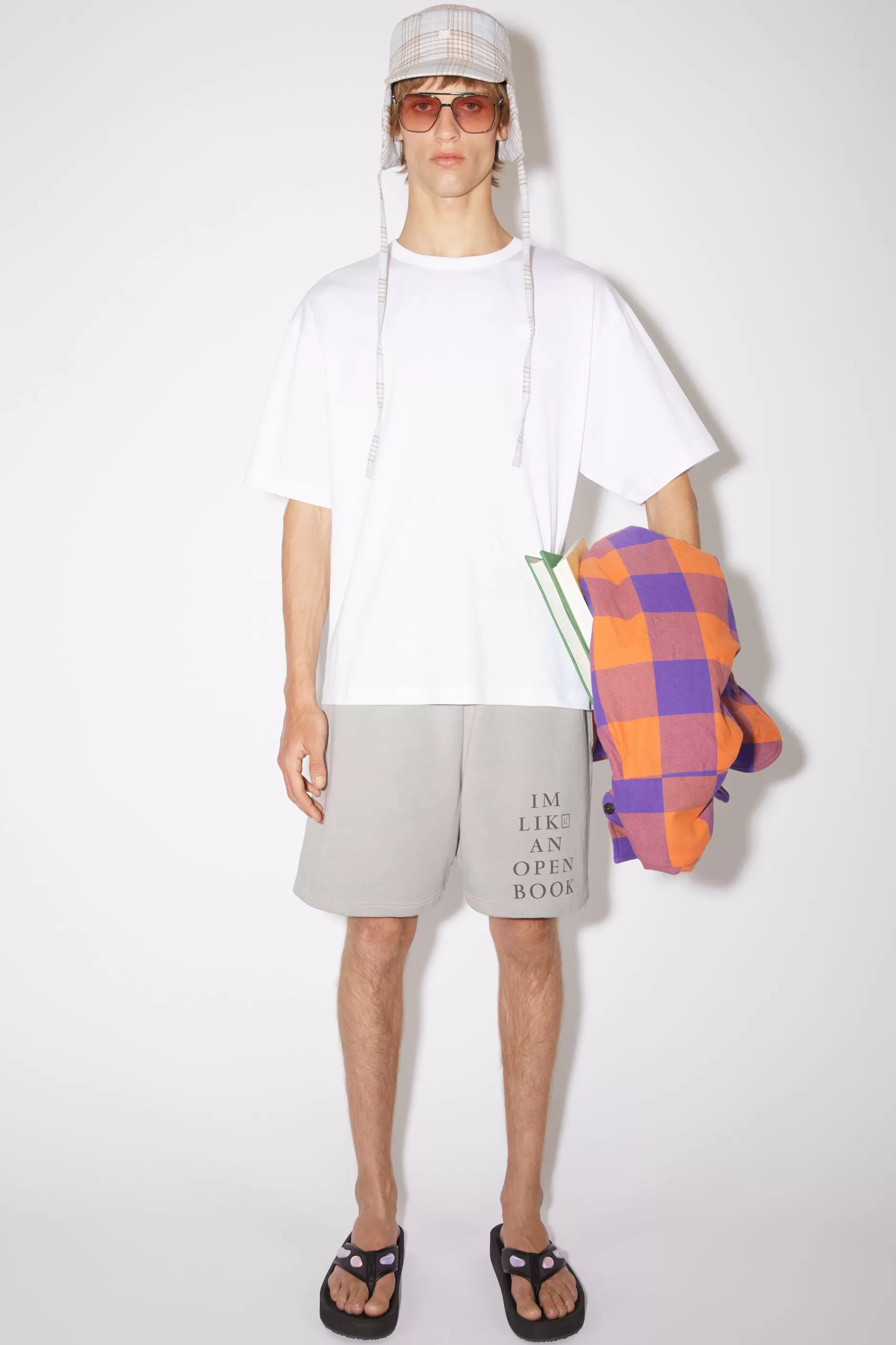 Acne Studios T-Shirt Mit Face-Aufnaher Optisches Weis Flash Sale