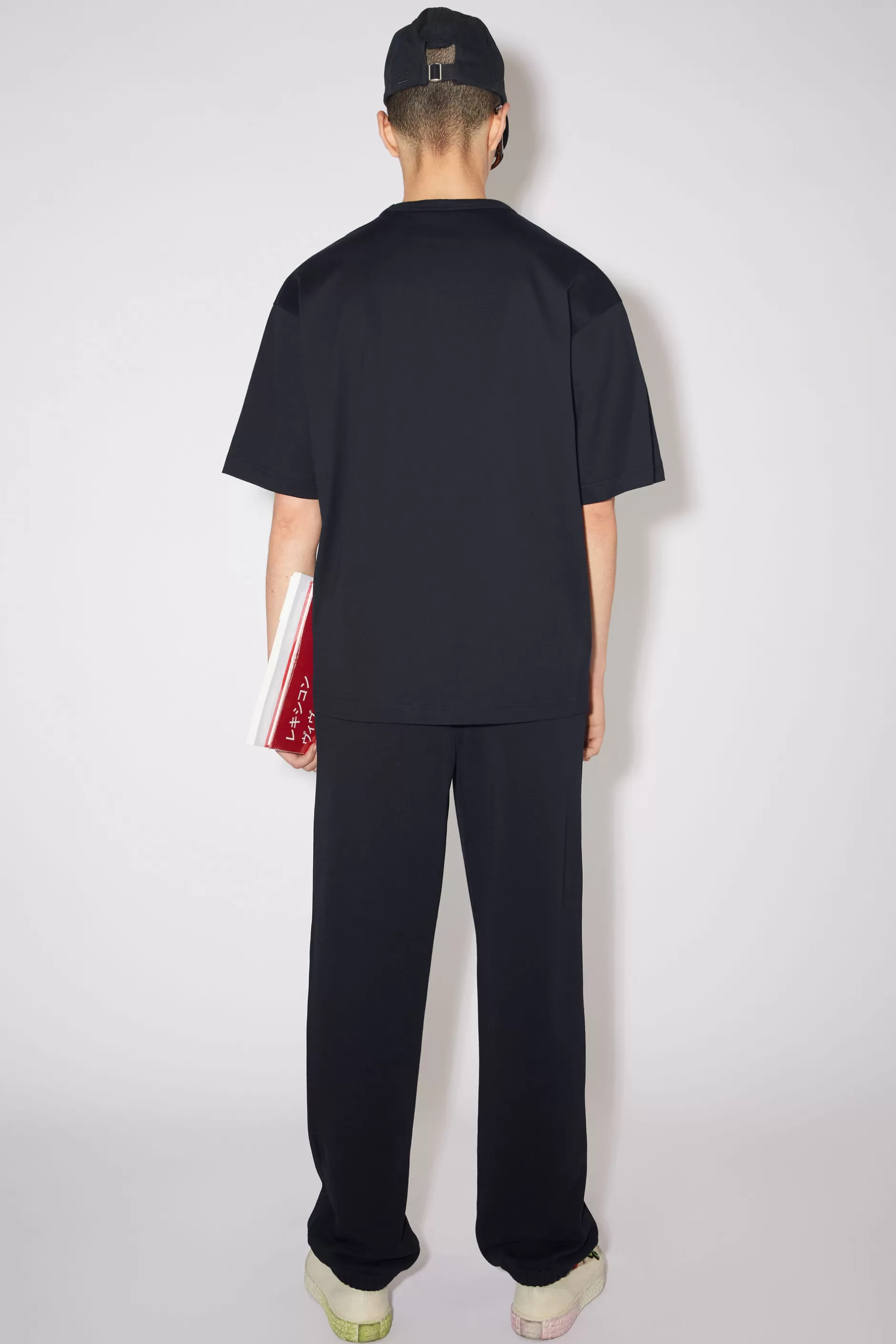 Acne Studios T-Shirt Mit Face-Aufnaher Schwarz Clearance