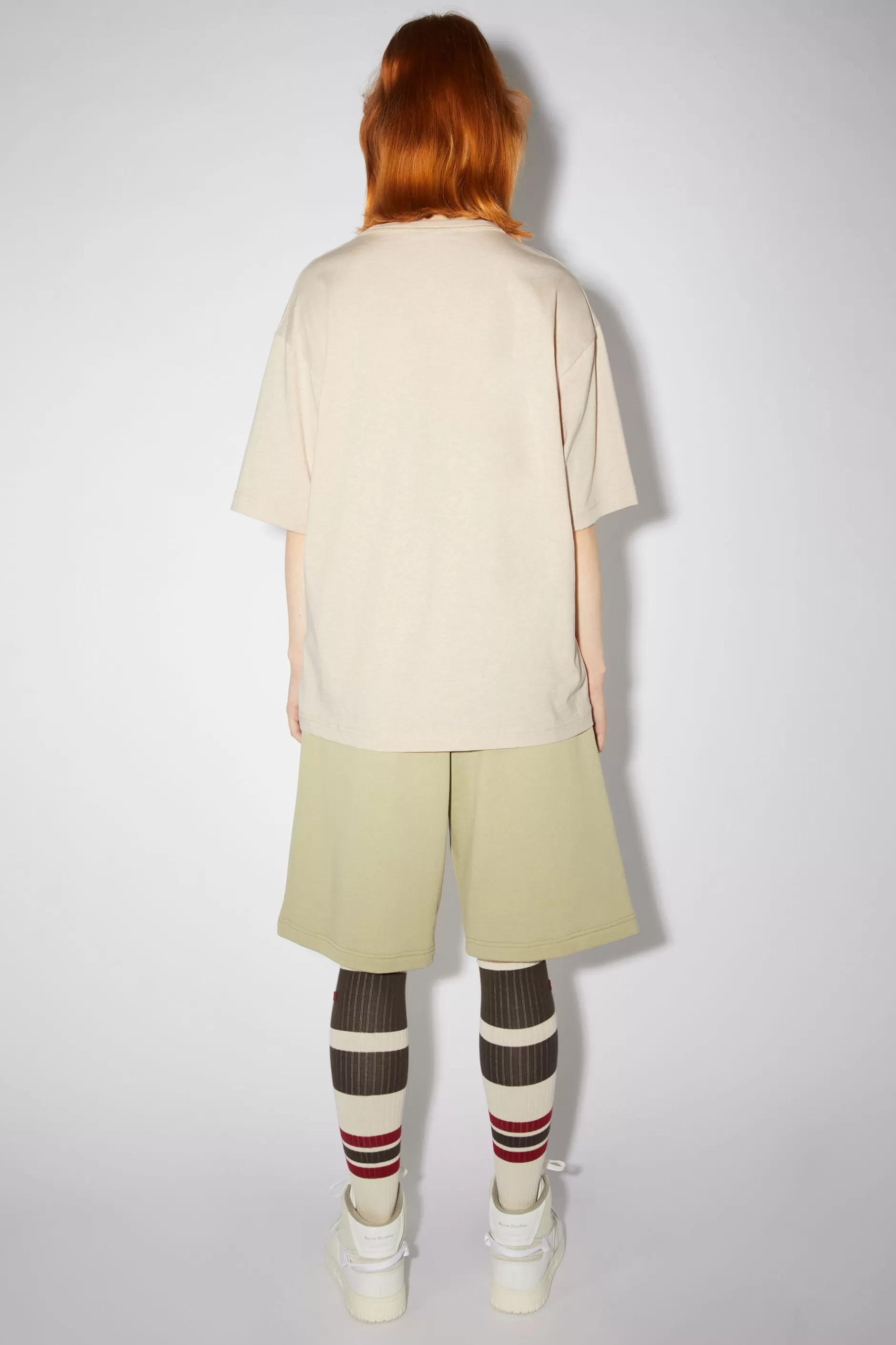 Acne Studios T-Shirt Mit Face-Aufnaher Haferbeige Meliert Shop