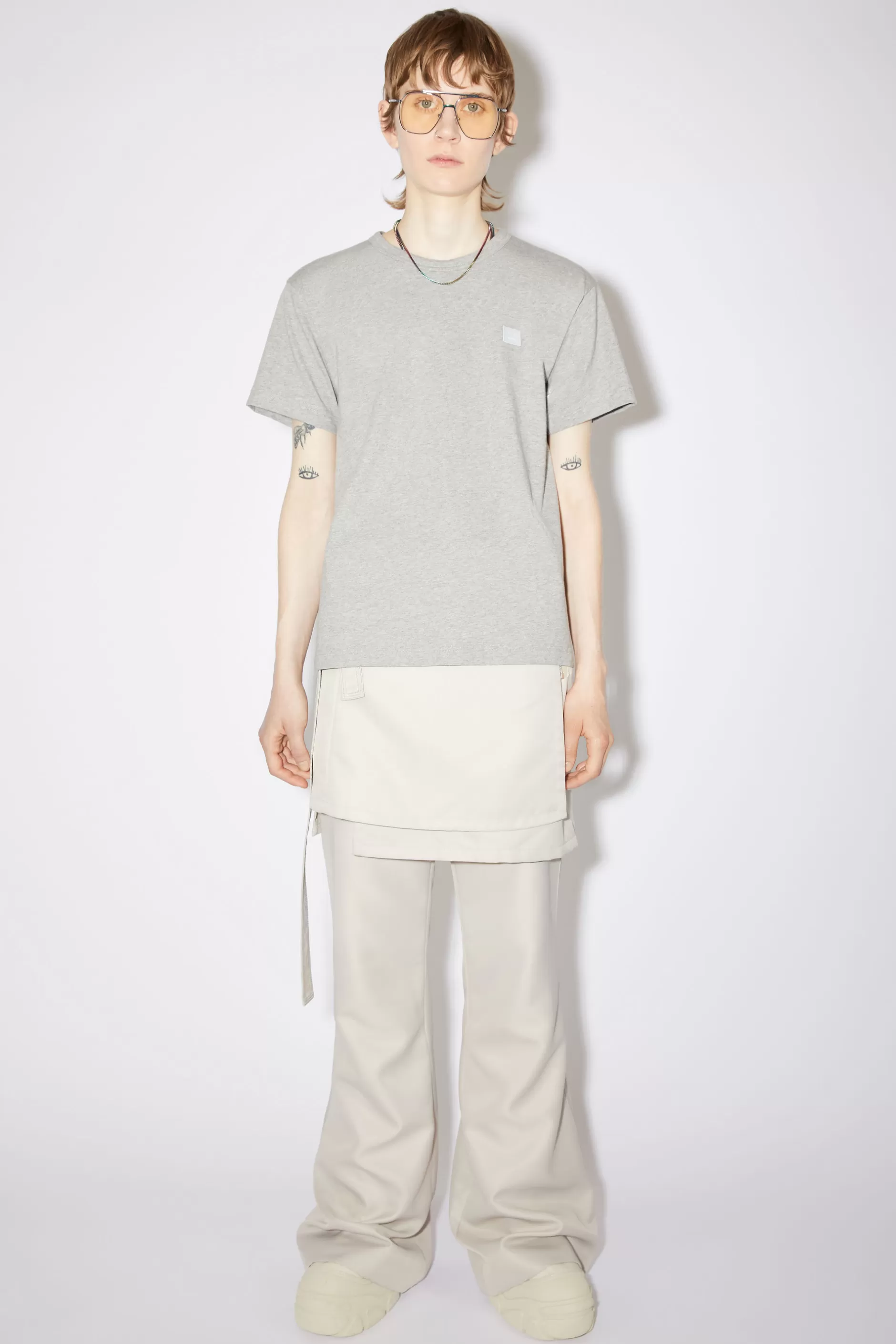 Acne Studios T-Shirt Mit Kurzem Armel Hellgrau-Meliert Clearance