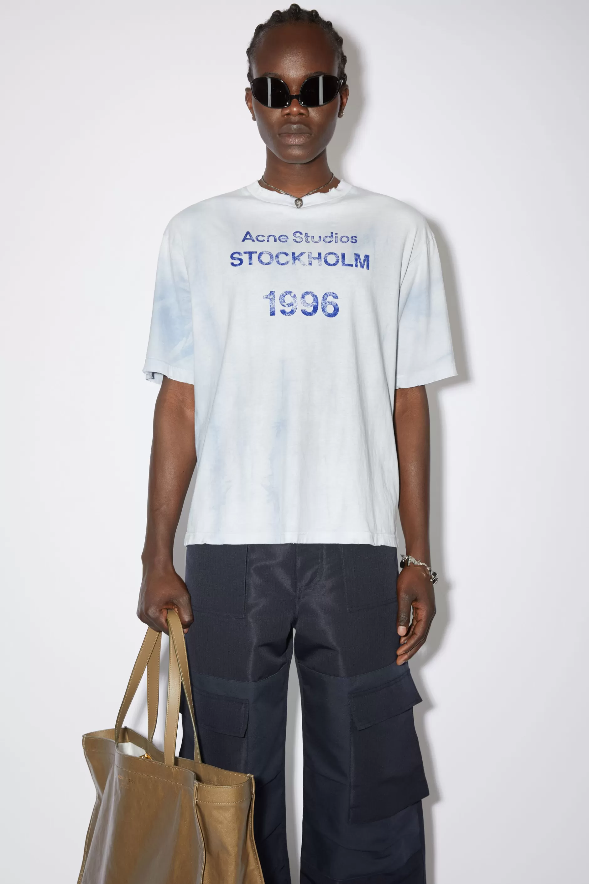 Acne Studios T-Shirt Mit Logo-Print Blassblau Cheap