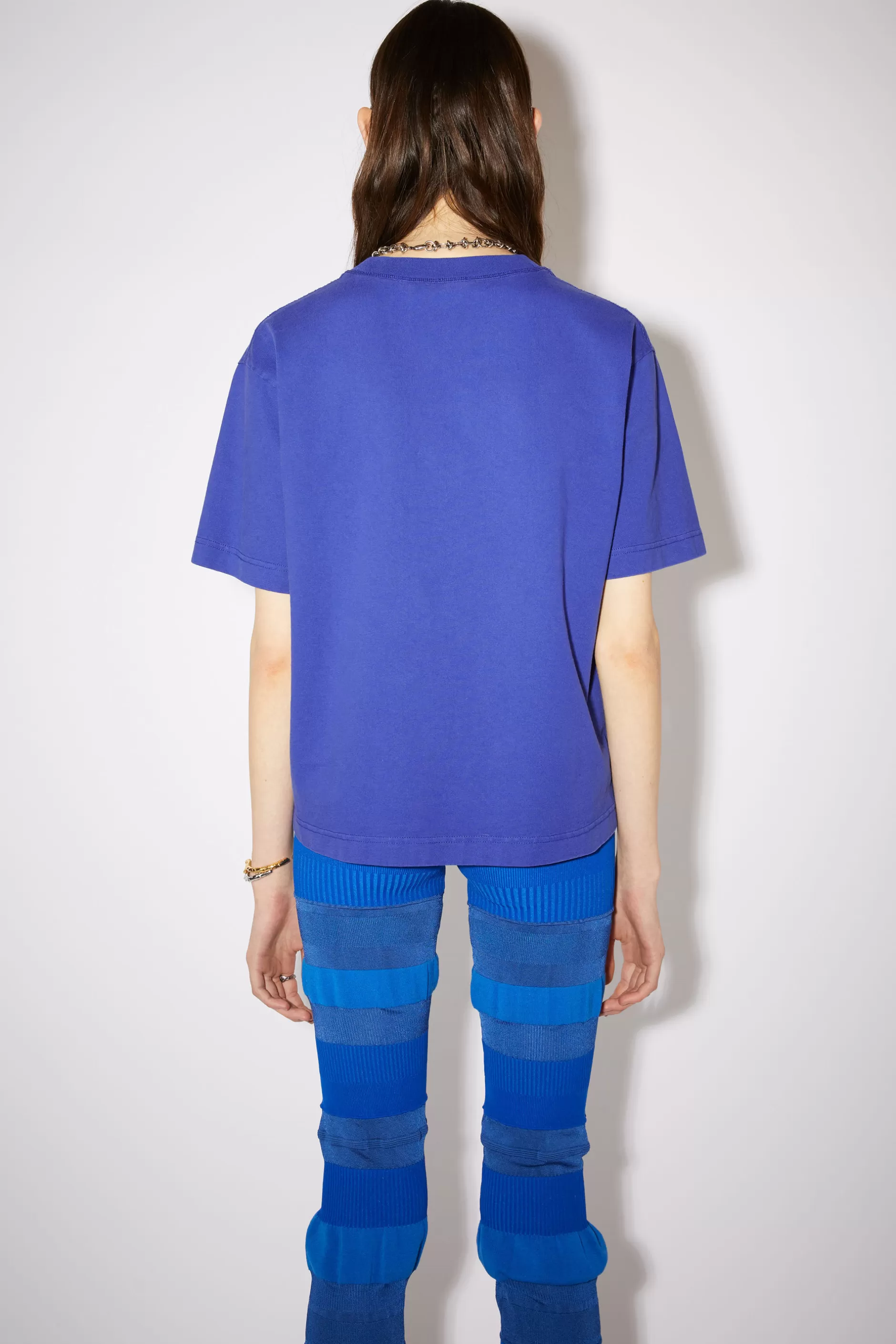 Acne Studios T-Shirt Mit Logo-Print Ozeanblau Flash Sale