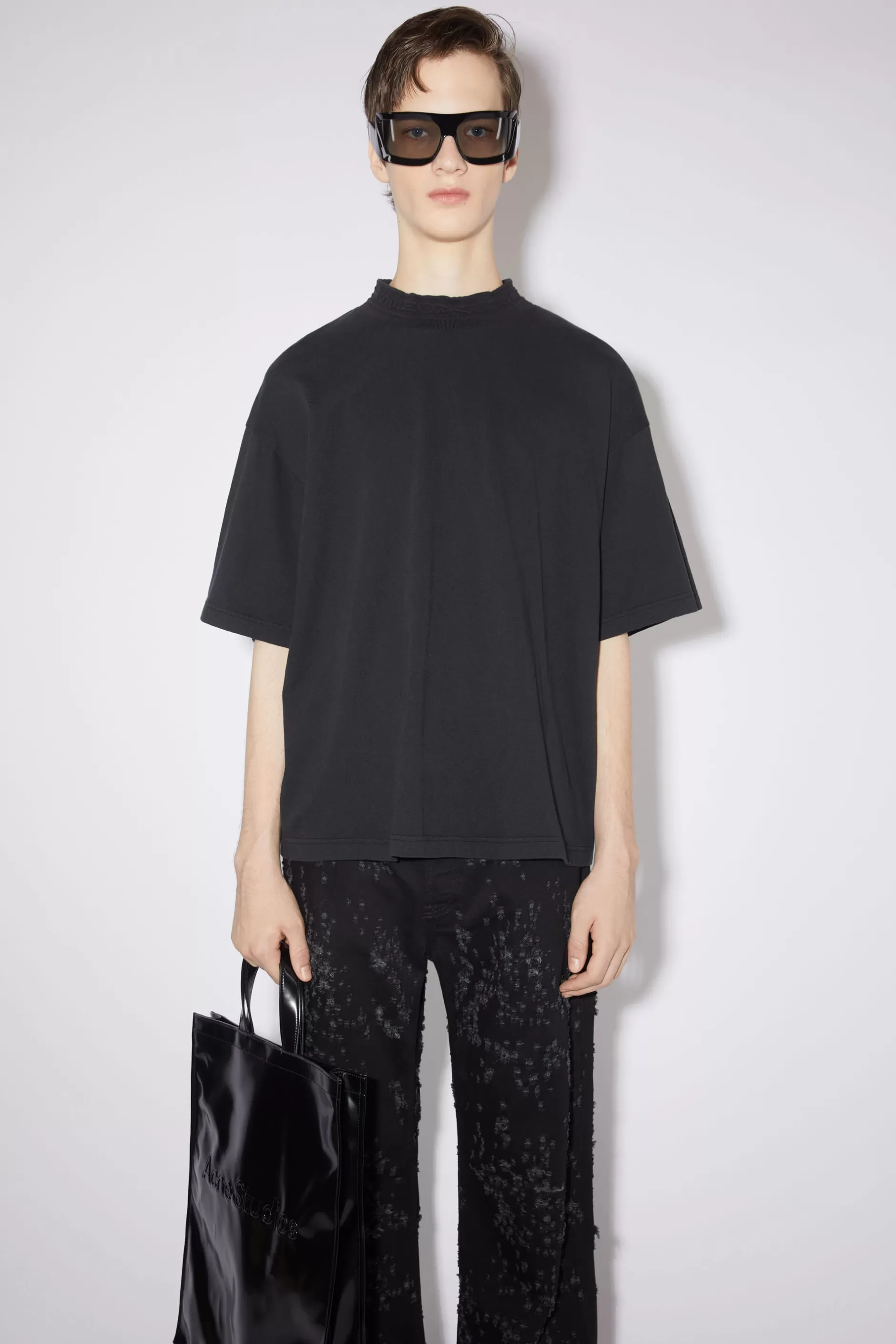 Acne Studios T-Shirt Mit Logo-Tape Schwarz Store