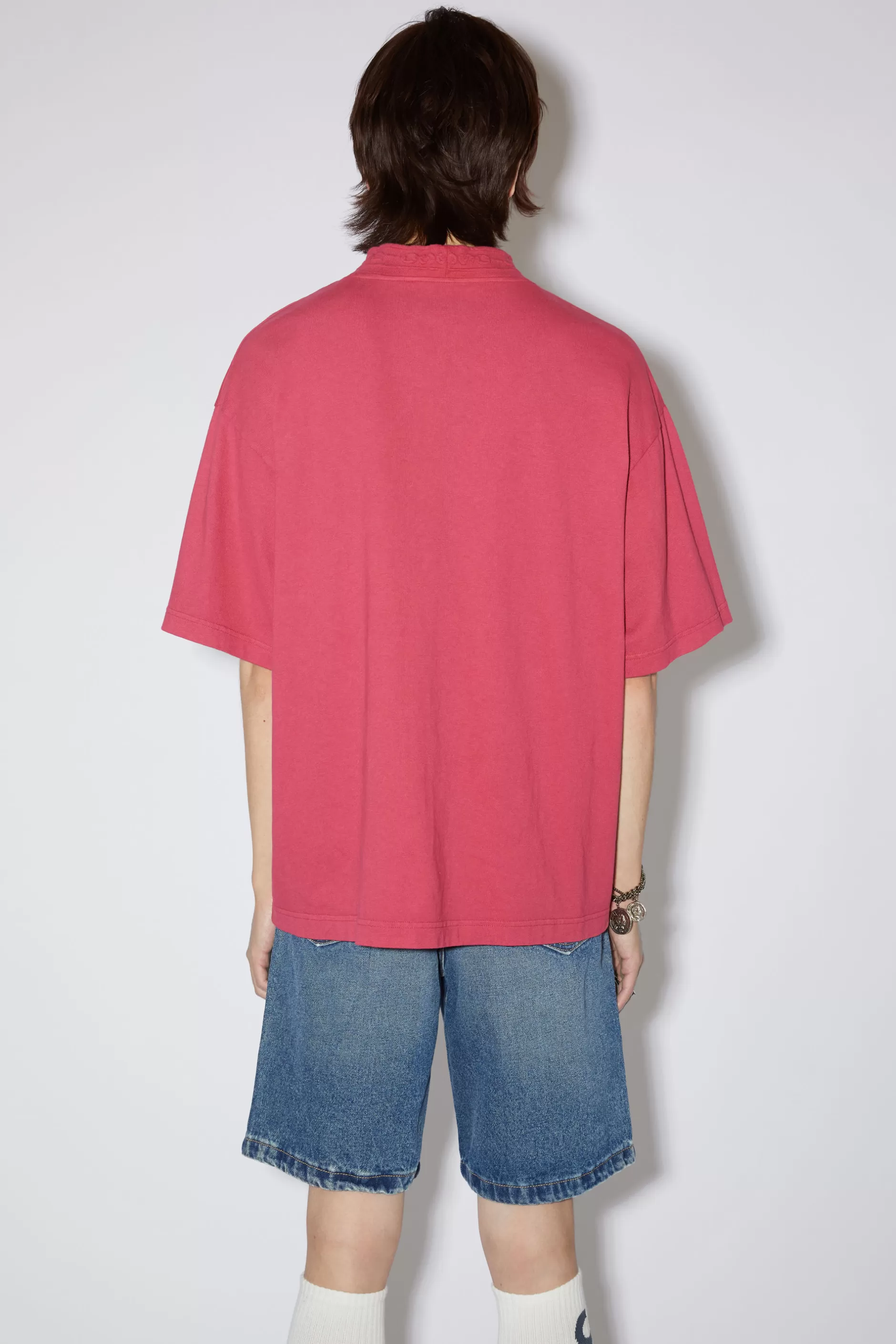 Acne Studios T-Shirt Mit Logo-Tape Fuchsia Hot