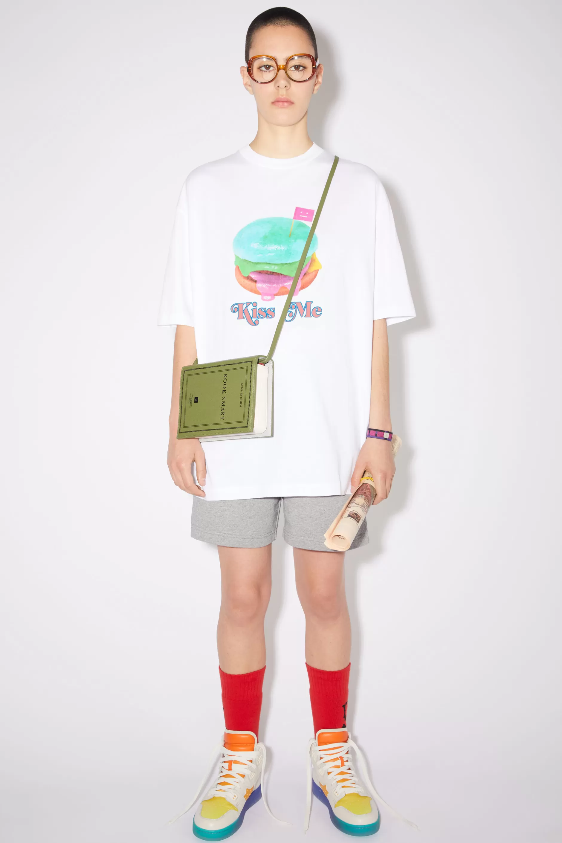 Acne Studios T-Shirt Mit Print Optisches Weis Outlet