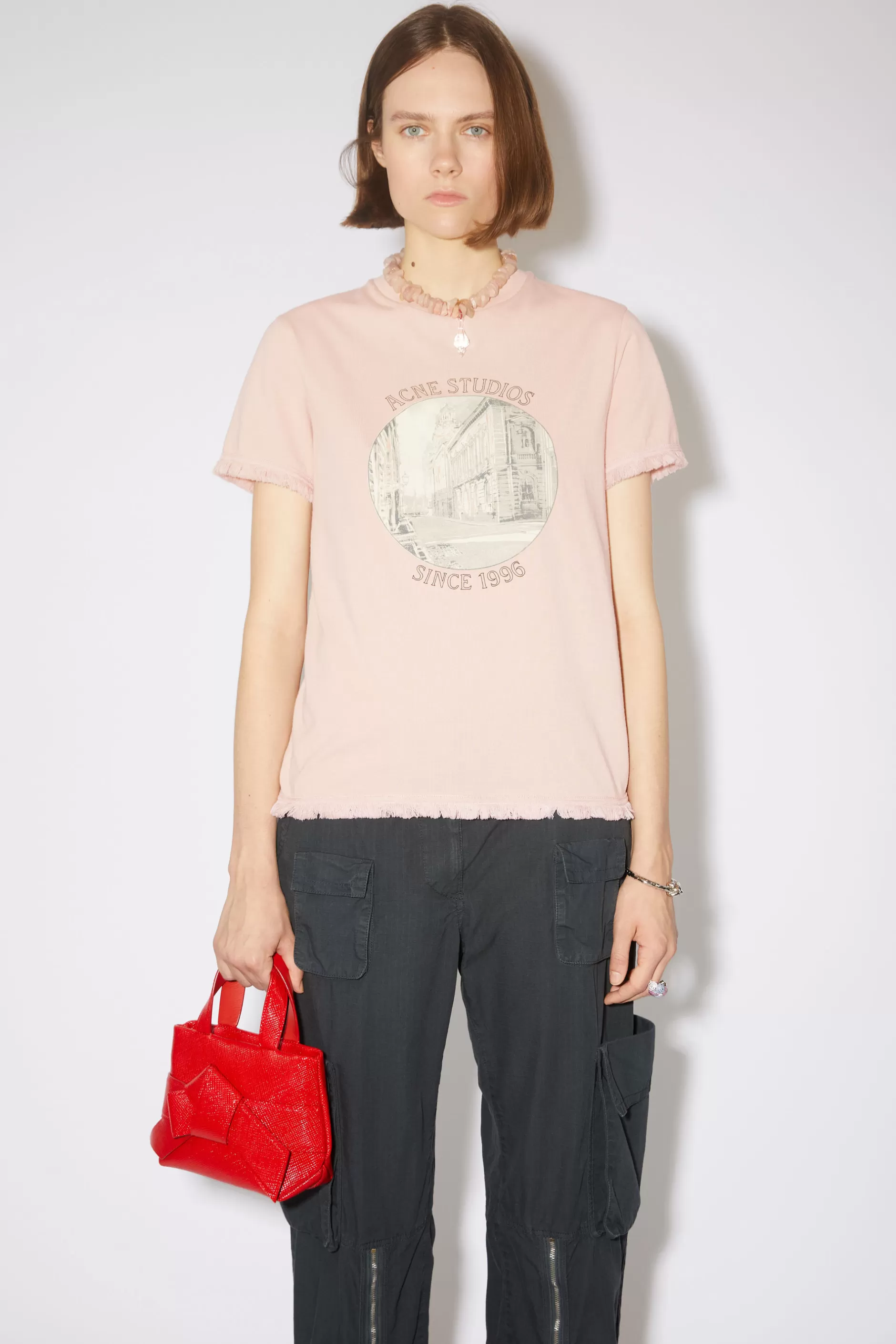 Acne Studios T-Shirt Mit Print Hellrosa Cheap