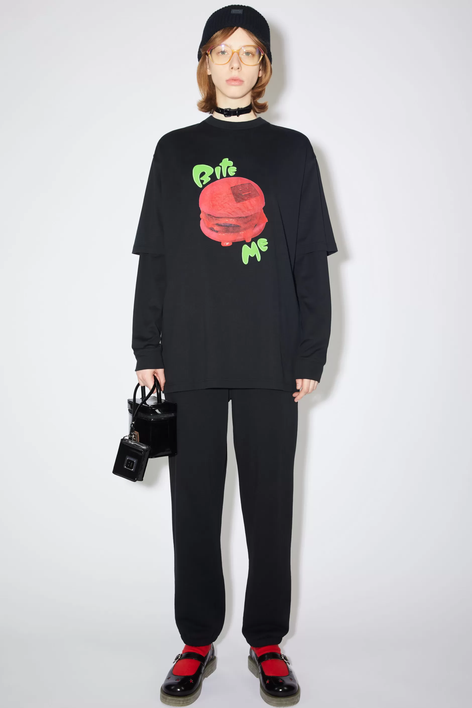 Acne Studios T-Shirt Mit Print Schwarz Flash Sale