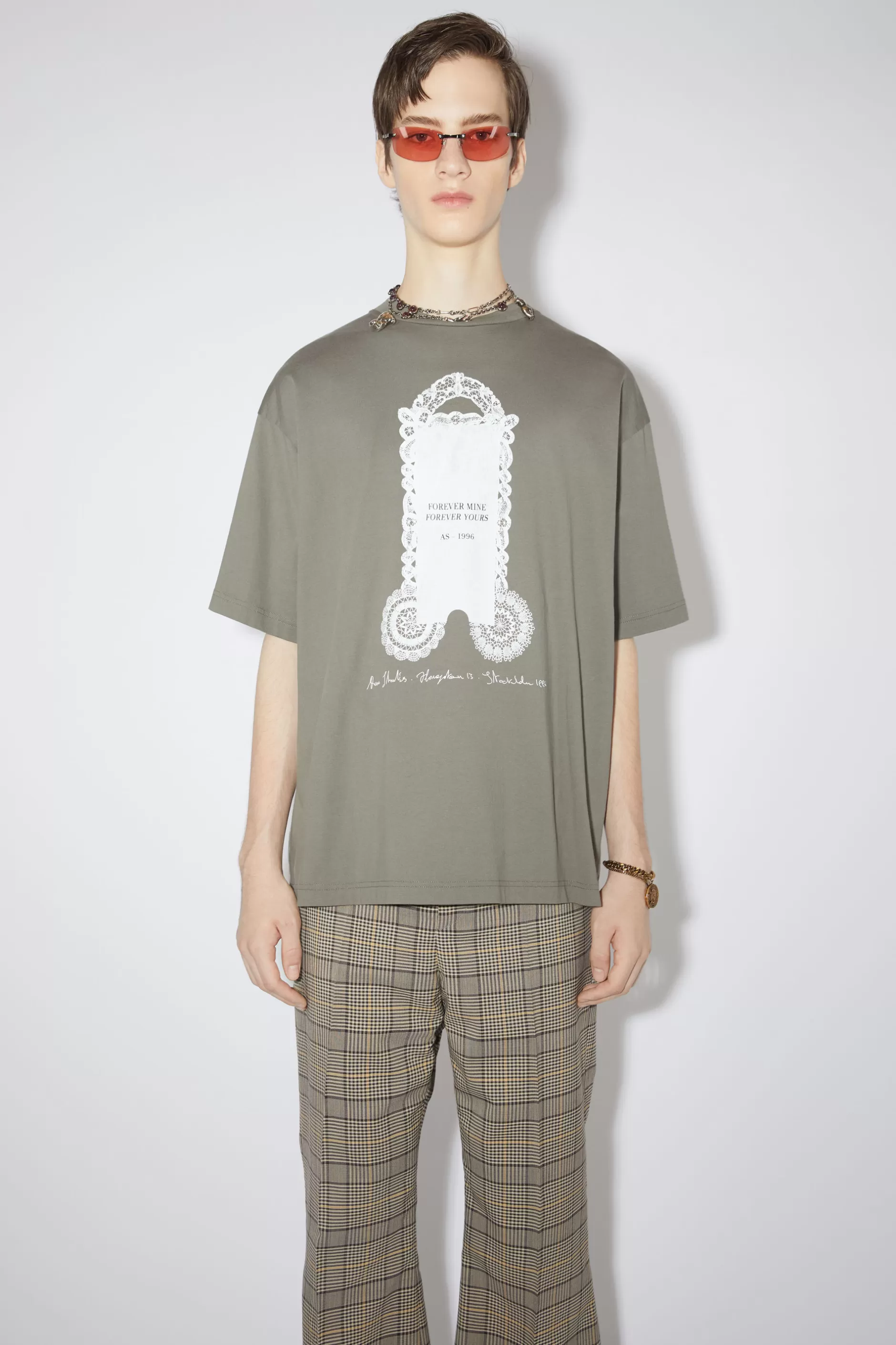 Acne Studios T-Shirt Mit Print Dunkelgrau Hot