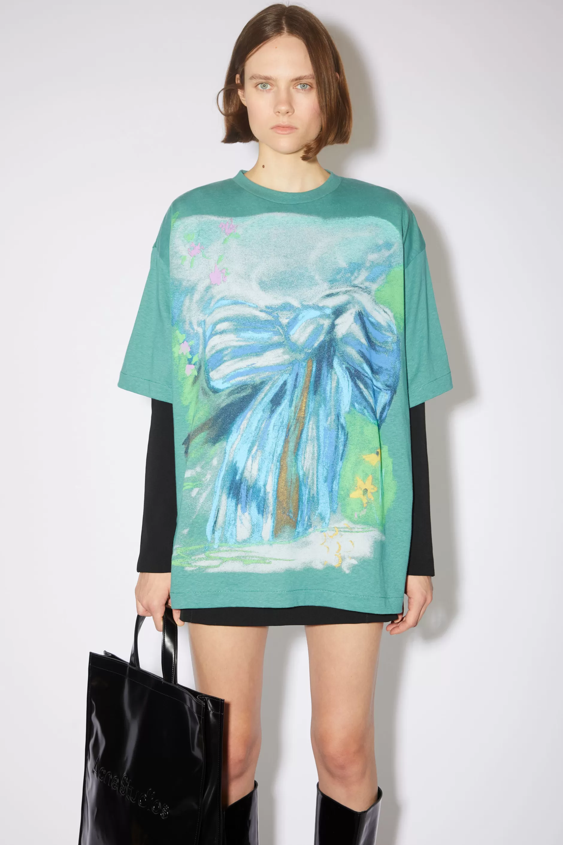 Acne Studios T-Shirt Mit Print Hellgrun Hot