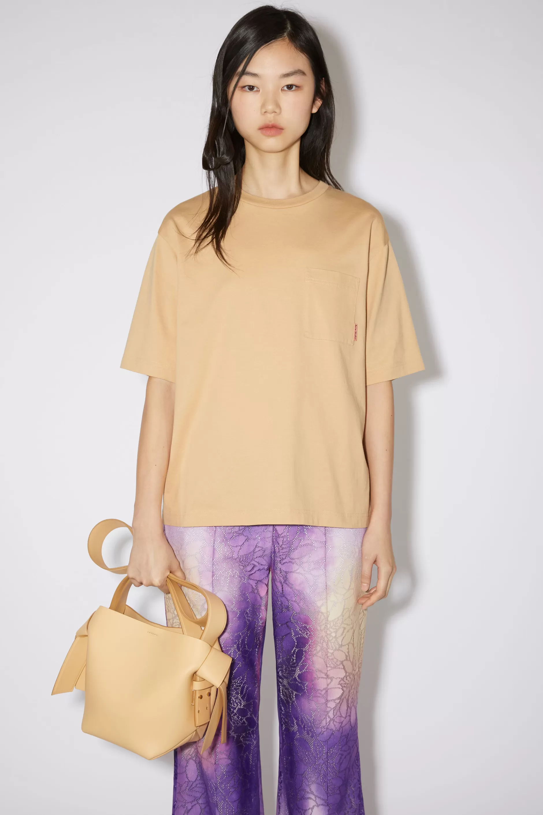 Acne Studios T-Shirt Mit Rundhalsausschnitt Helles Camel Sale