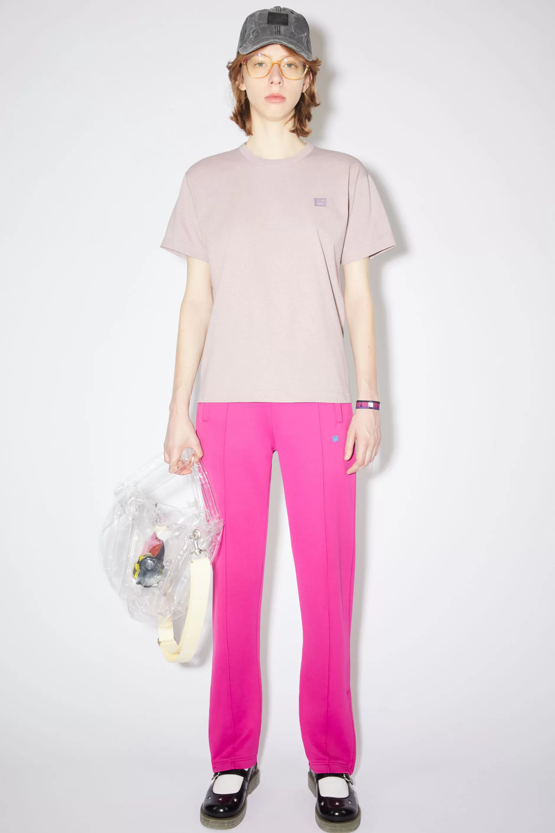 Acne Studios T-Shirt Mit Rundhalsausschnitt Meliertes Violettrosa Store