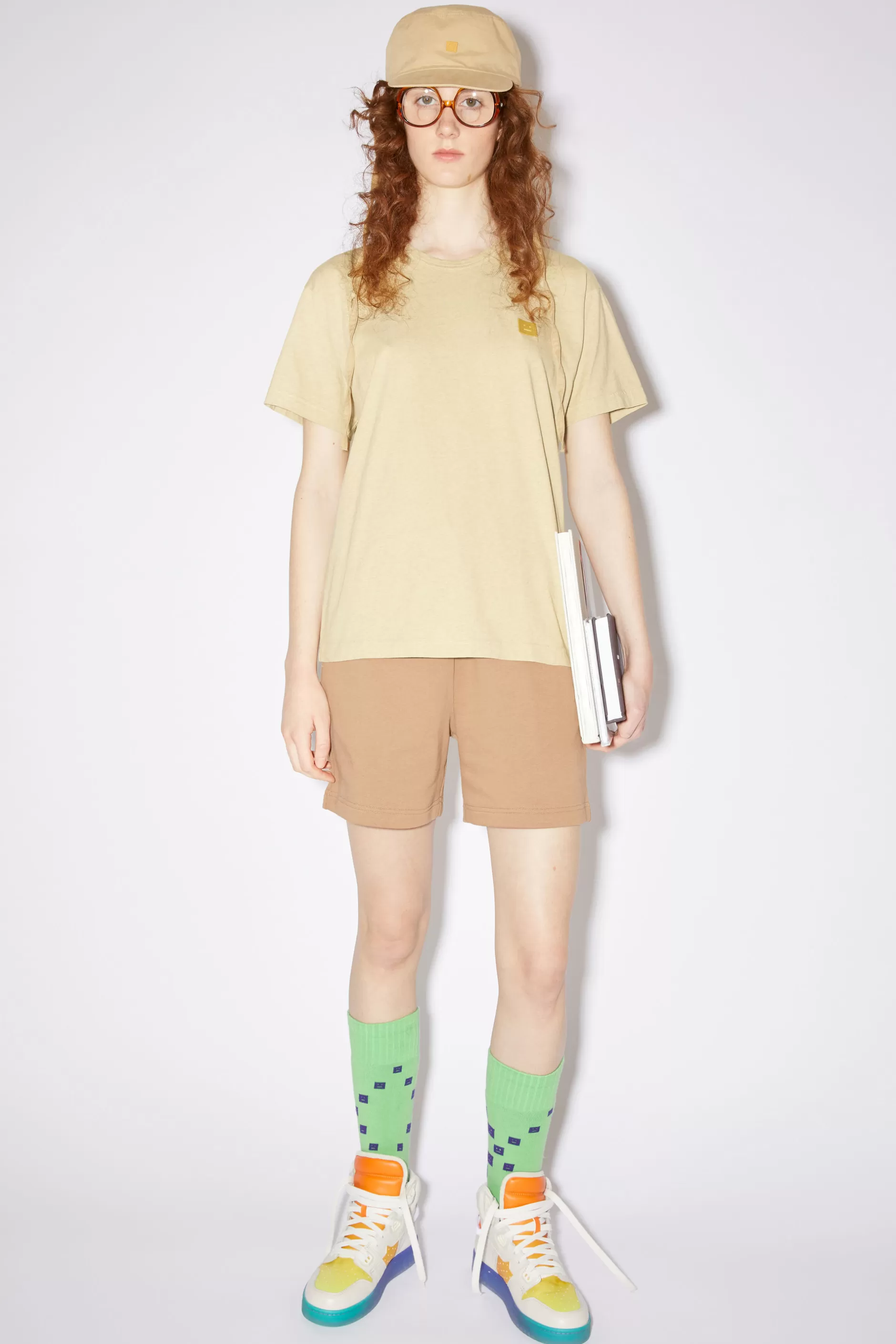 Acne Studios T-Shirt Mit Rundhalsausschnitt Meliertes Blassgelb Best