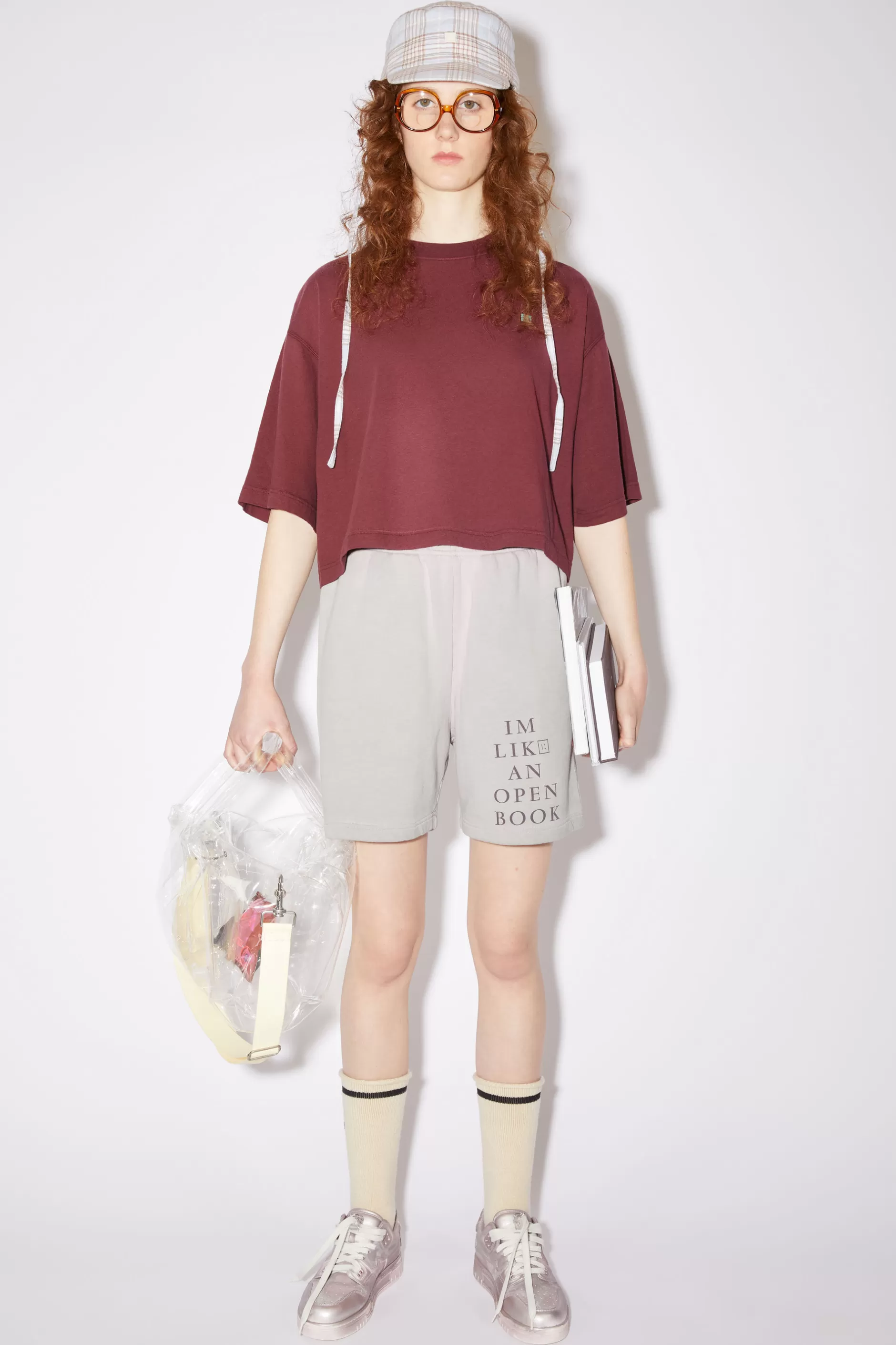 Acne Studios T-Shirt Mit Rundhalsausschnitt Weinrot Best Sale