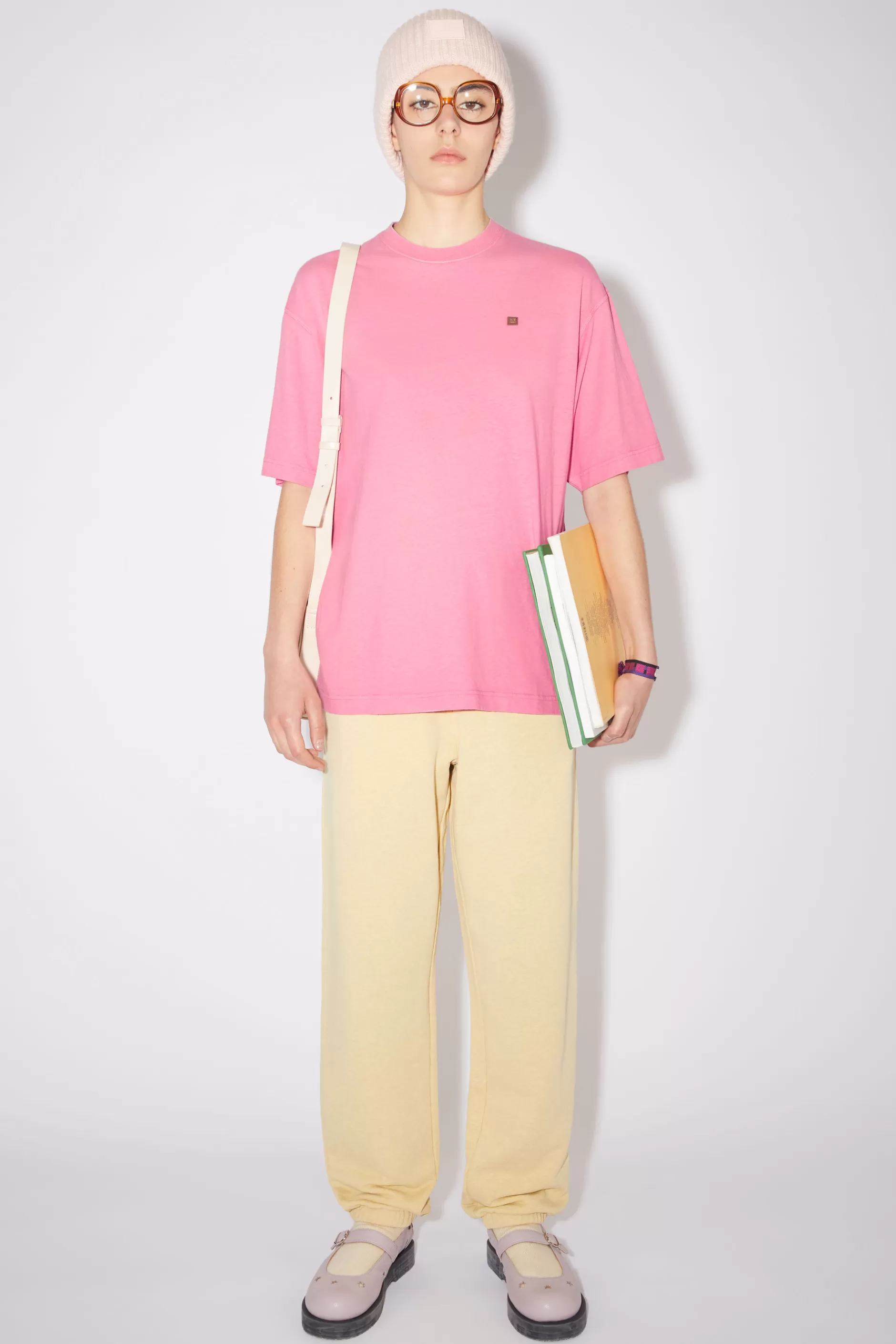 Acne Studios T-Shirt Mit Rundhalsausschnitt Kaugummirosa Hot