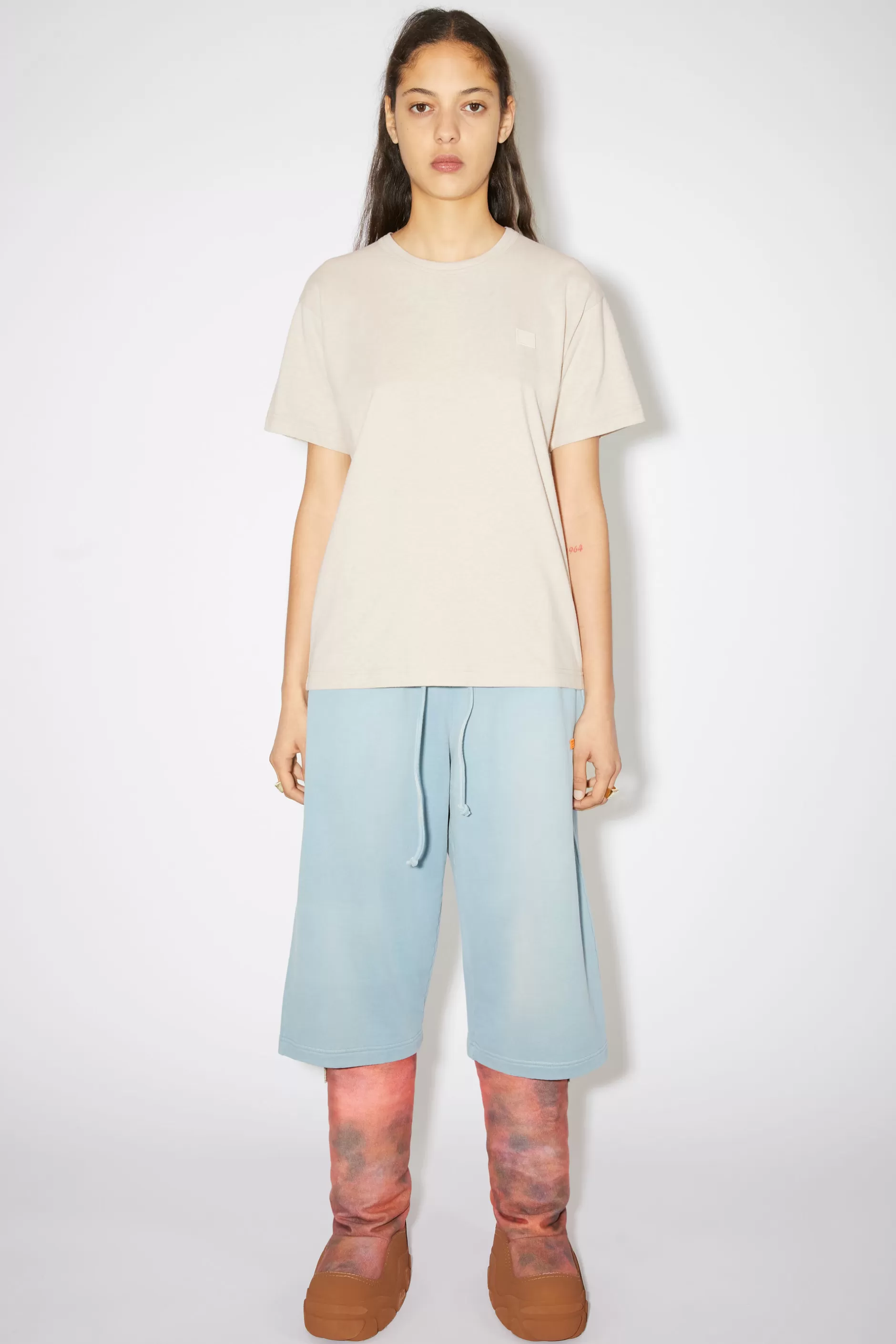 Acne Studios T-Shirt Mit Rundhalsausschnitt Haferbeige Meliert Best