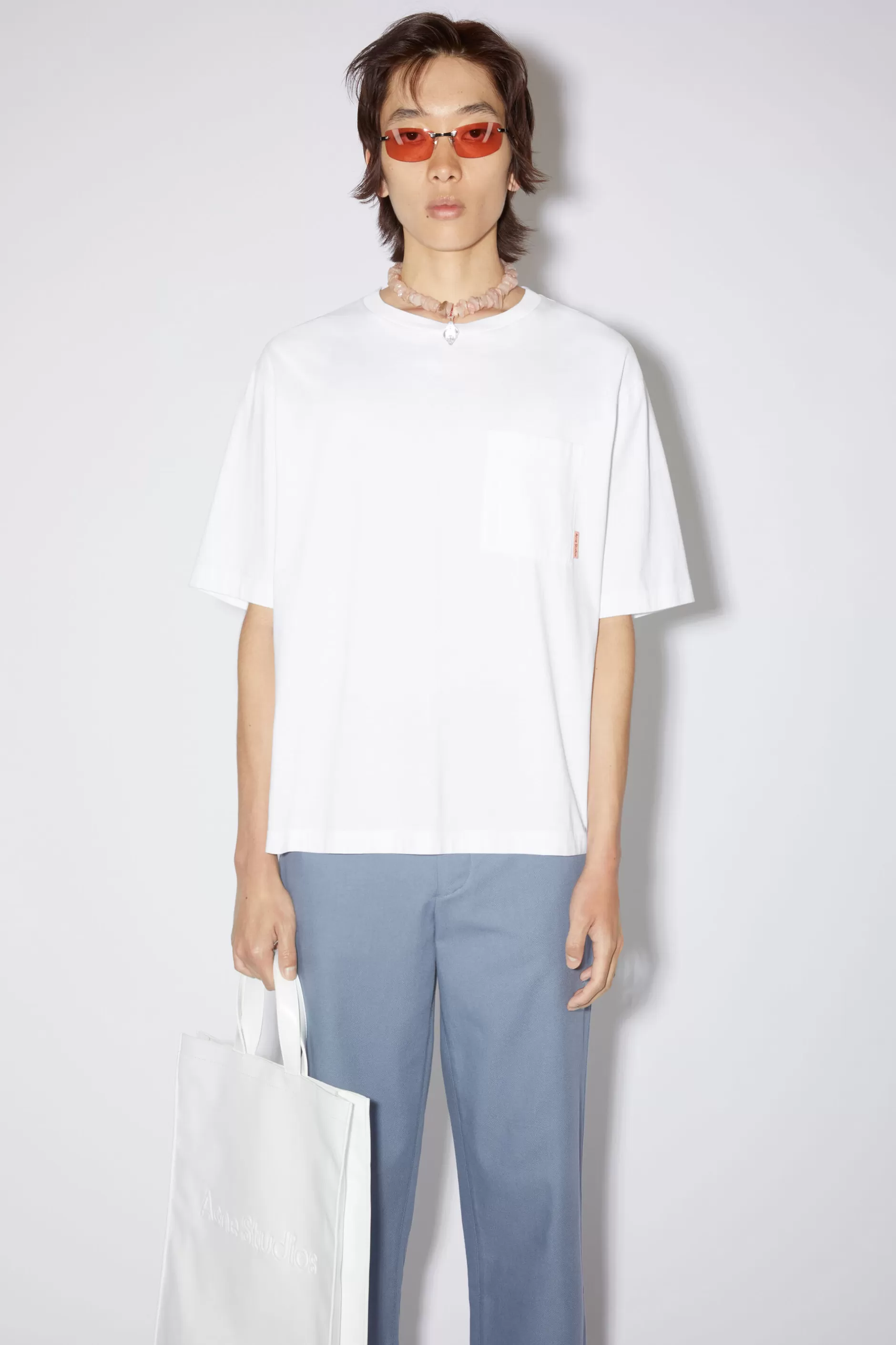 Acne Studios T-Shirt Mit Rundhalsausschnitt Optisches Weis Cheap