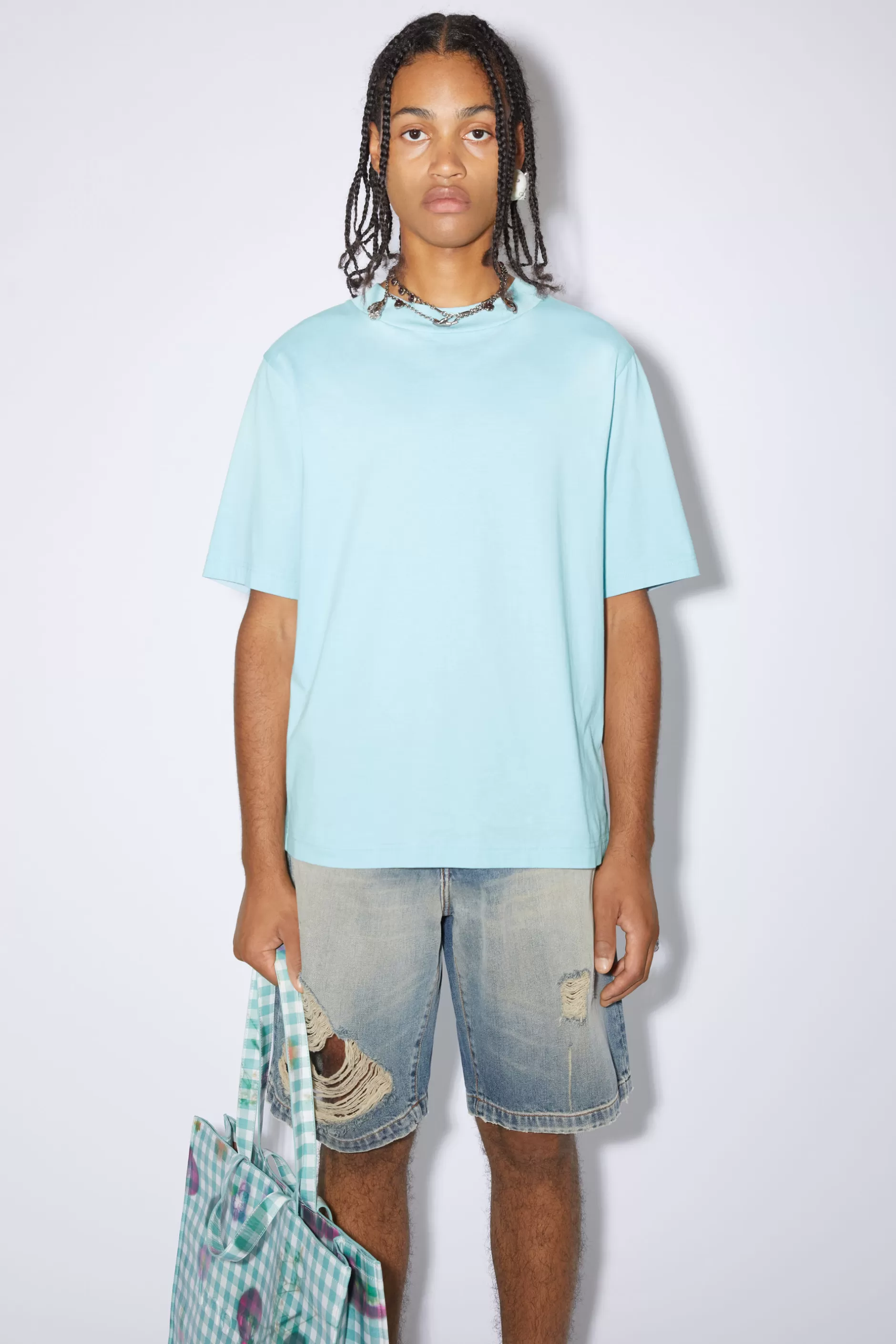 Acne Studios T-Shirt Mit Rundhalsausschnitt Mineralblau Flash Sale