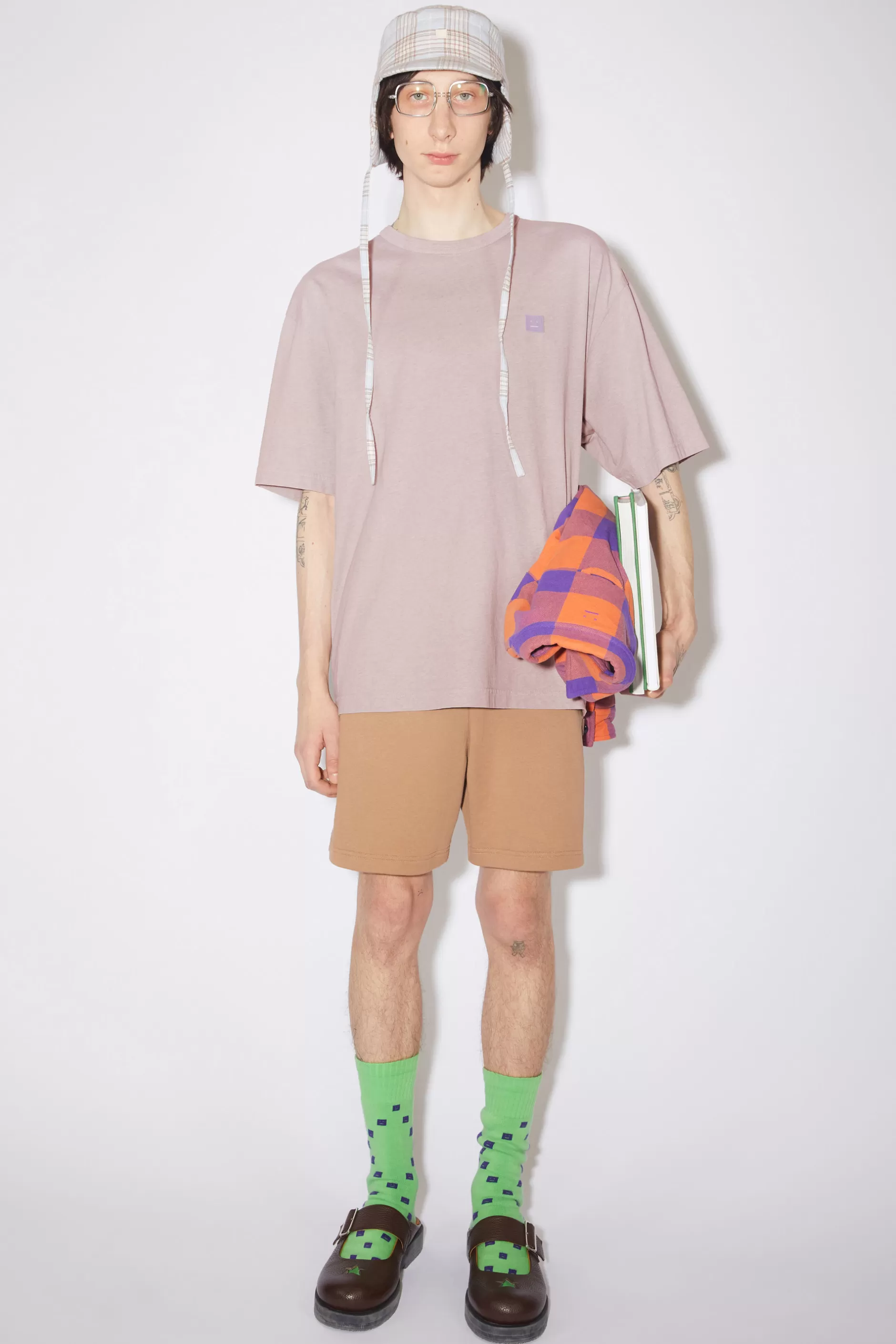 Acne Studios T-Shirt Mit Rundhalsausschnitt Meliertes Violettrosa Clearance