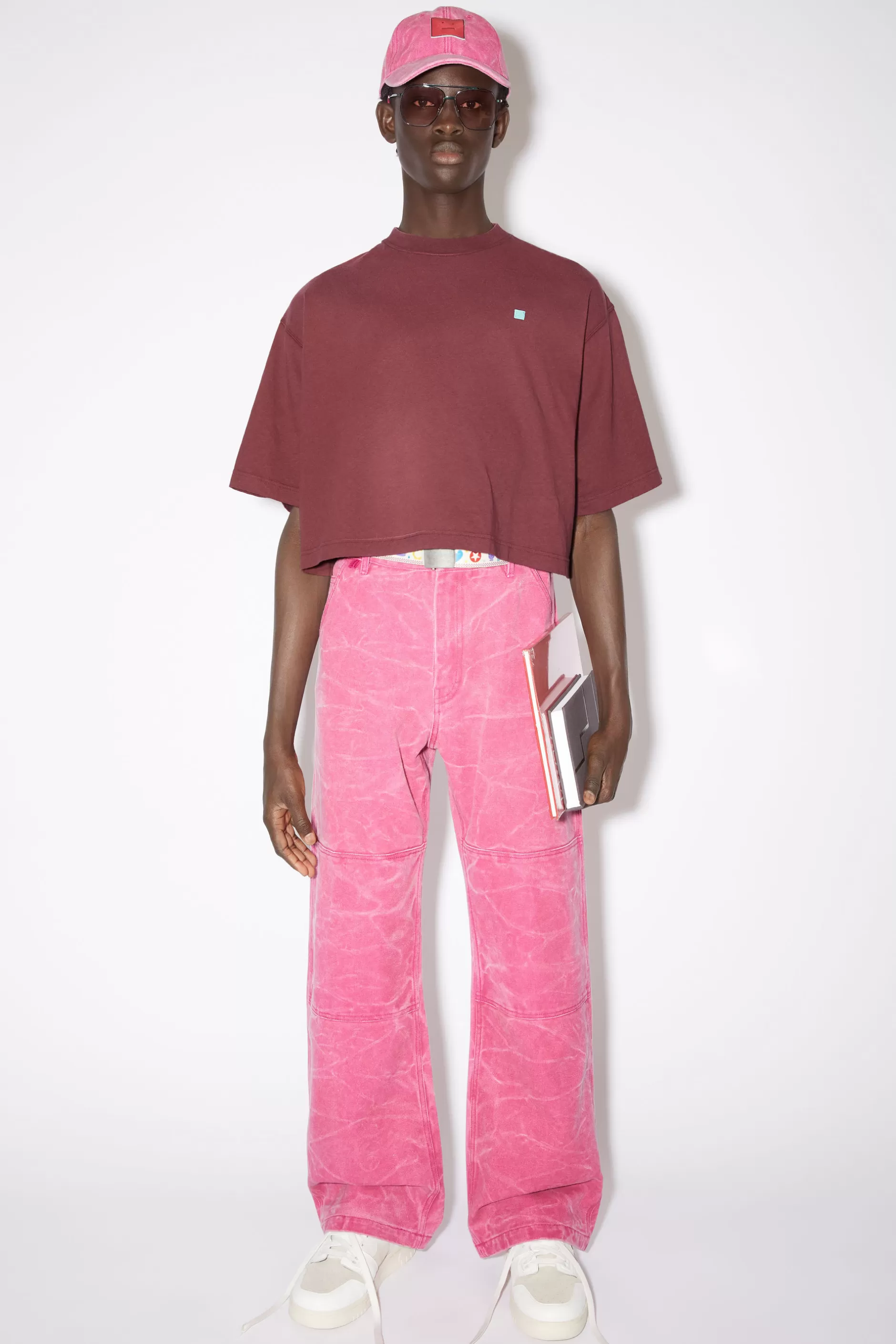 Acne Studios T-Shirt Mit Rundhalsausschnitt Weinrot Clearance