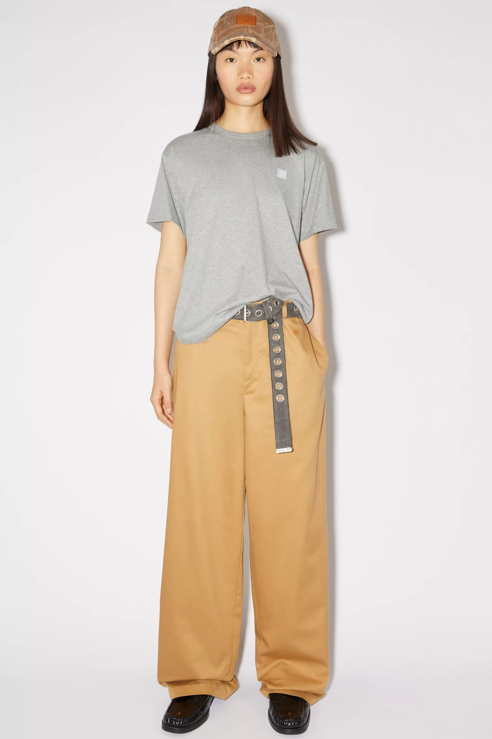 Acne Studios T-Shirt Mit Rundhalsausschnitt Hellgrau Meliert Outlet