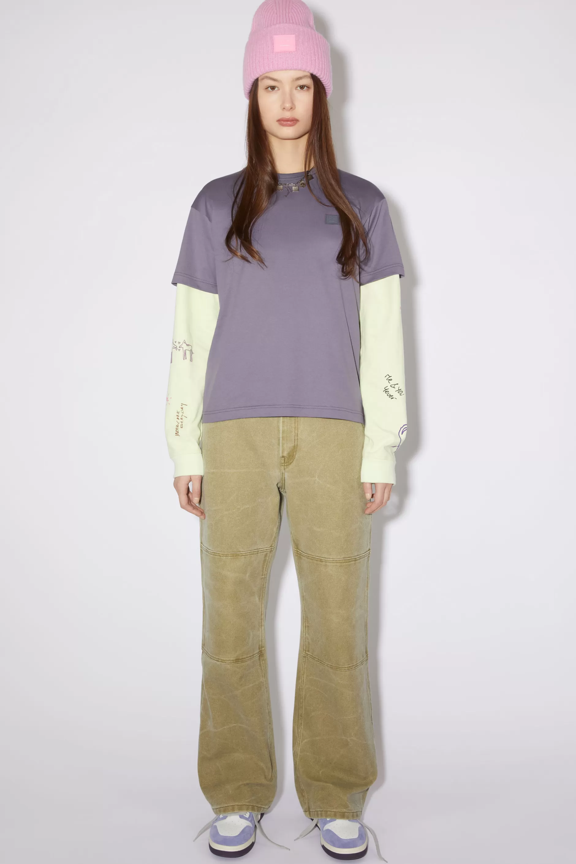 Acne Studios T-Shirt Mit Rundhalsausschnitt Ausgebleichtes Lila Best