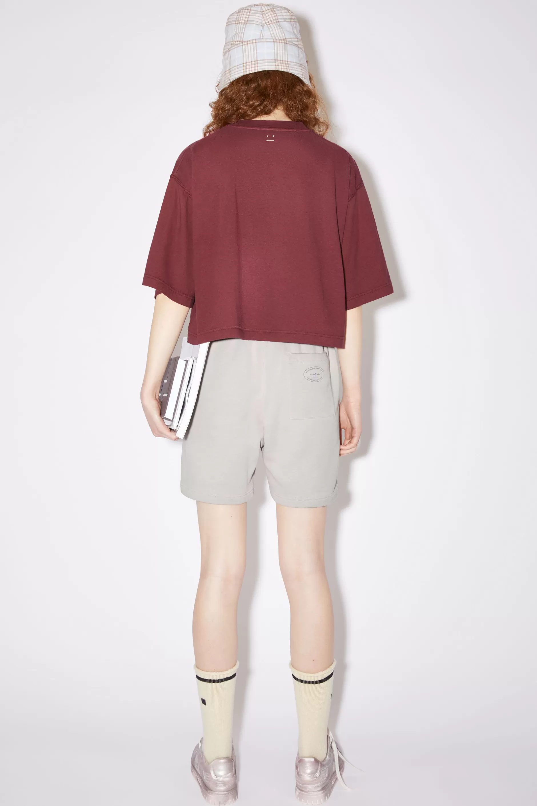 Acne Studios T-Shirt Mit Rundhalsausschnitt Weinrot Best Sale