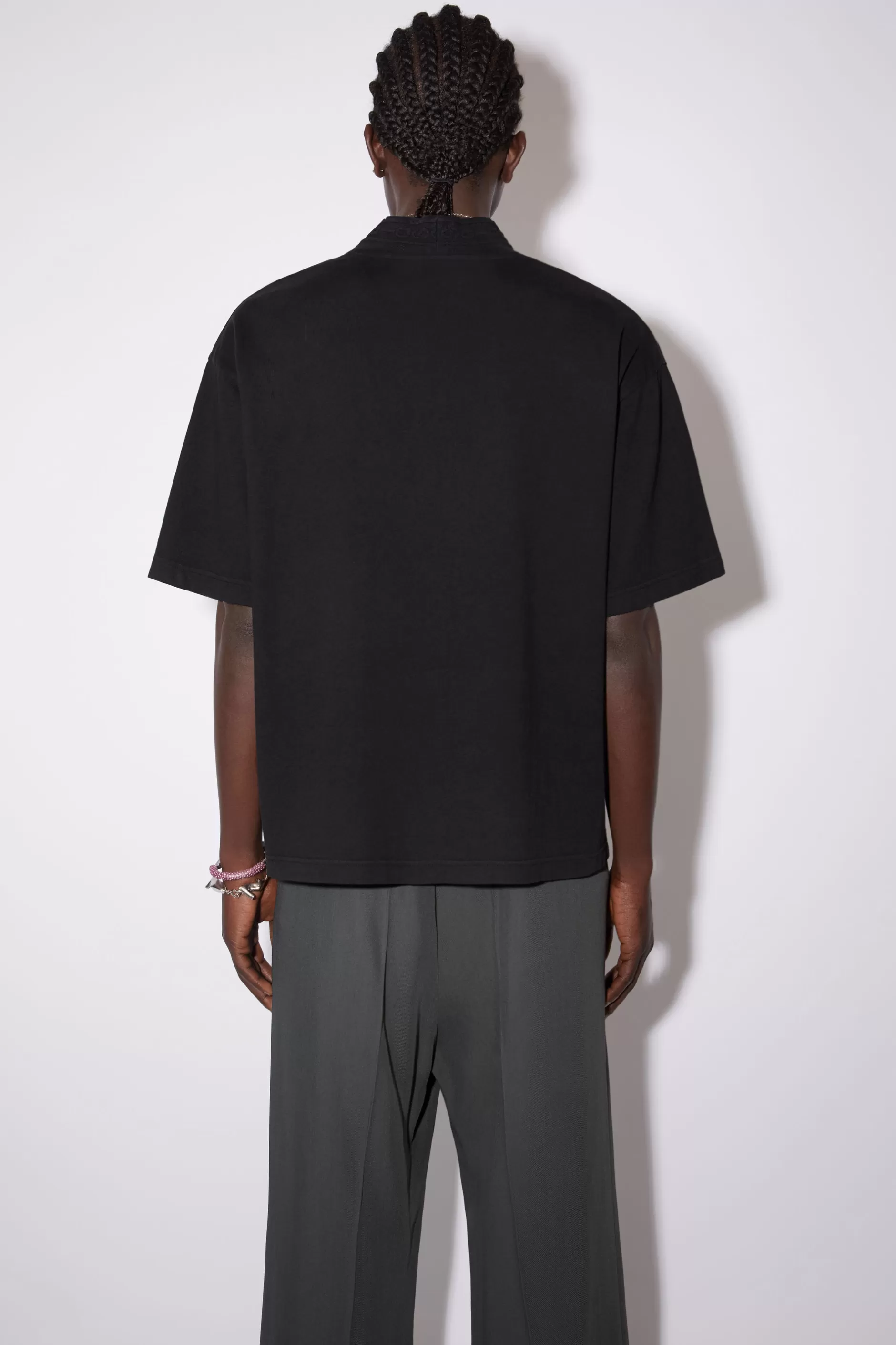 Acne Studios T-Shirt Mit Rundhalsausschnitt Und Logo-Tape Schwarz Flash Sale