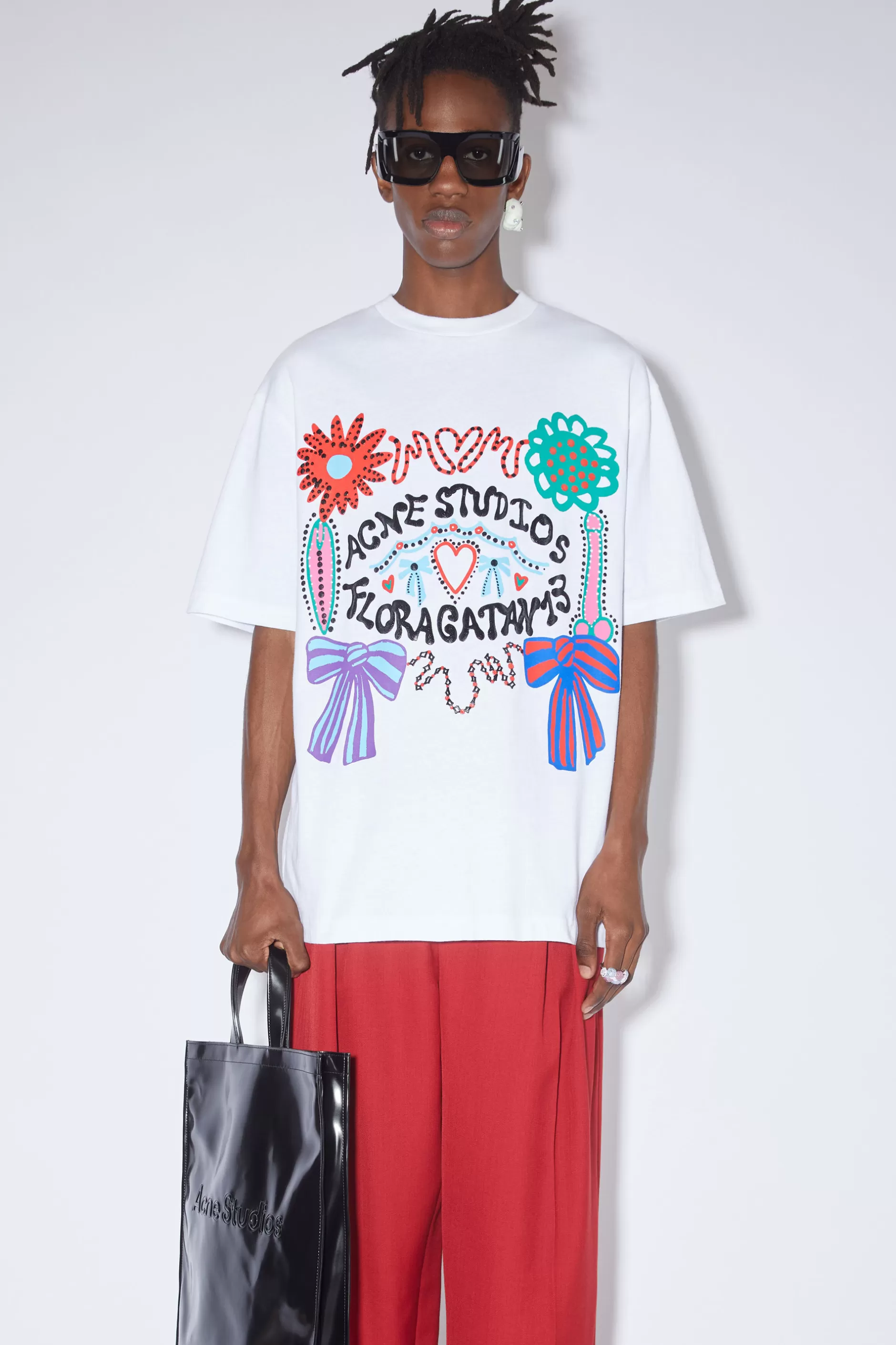 Acne Studios T-Shirt Mit Siebdruck Optisches Weis Hot