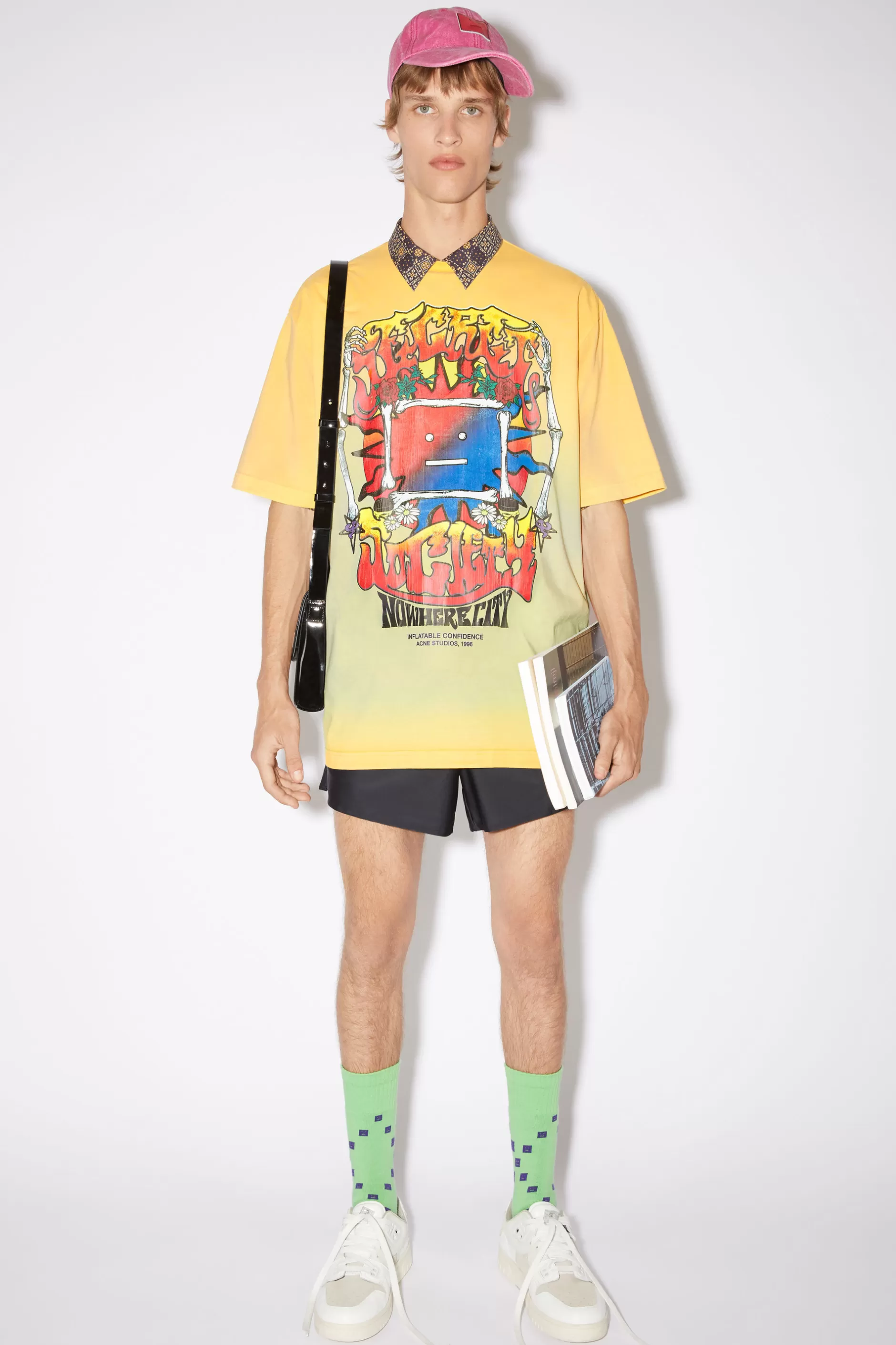 Acne Studios T-Shirt Mit Siebdruck Gelb/Braun Online