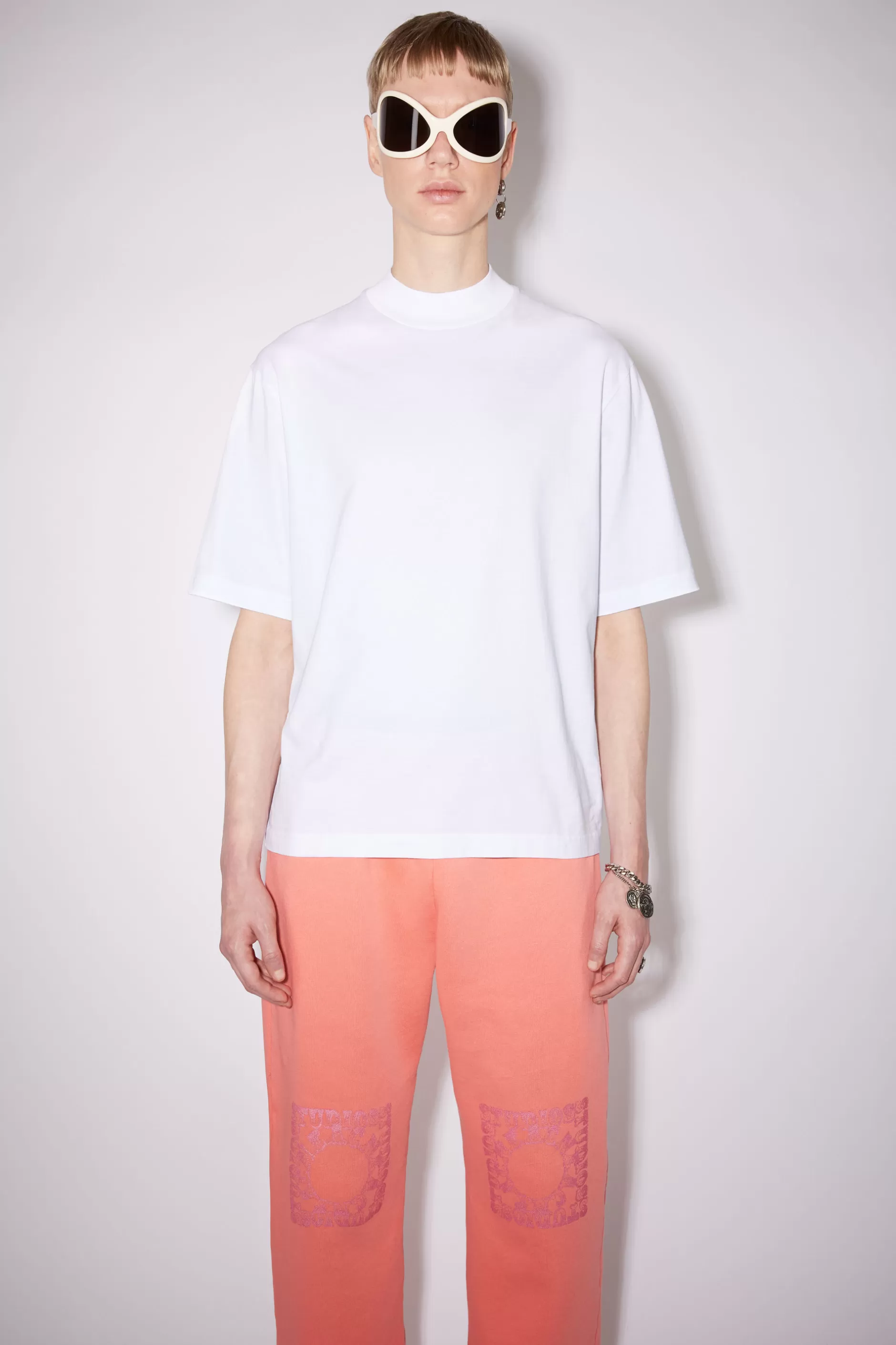 Acne Studios T-Shirt Mit Stehkragen Optisches Weis Online