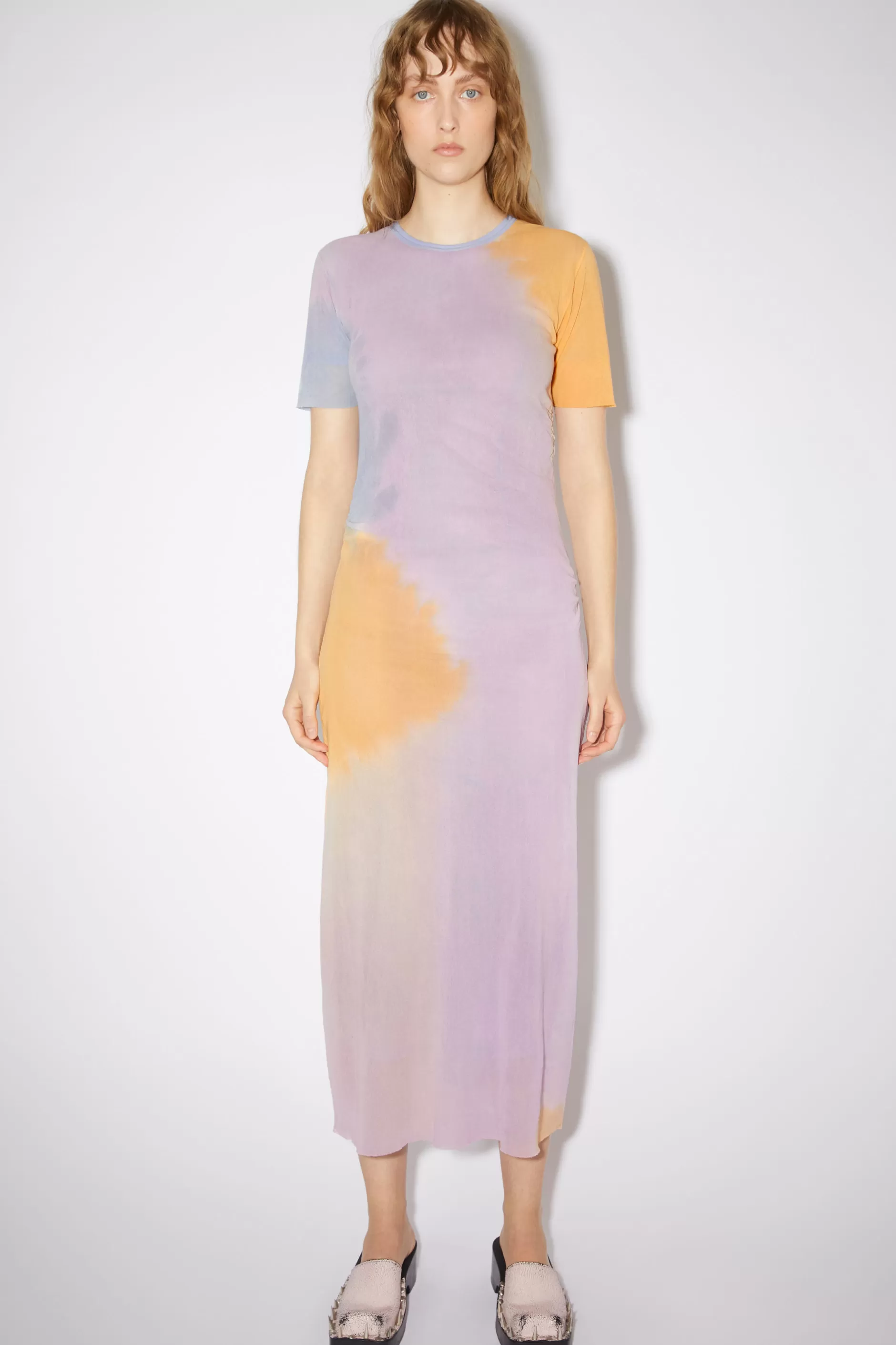 Acne Studios T-Shirt-Kleid Aus Tull Hellviolett/Hellgelb Clearance