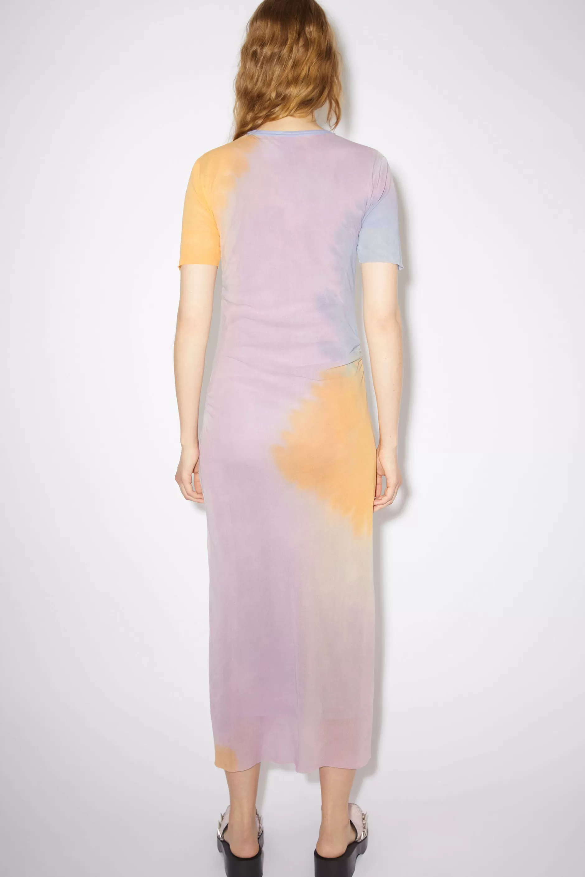 Acne Studios T-Shirt-Kleid Aus Tull Hellviolett/Hellgelb Clearance