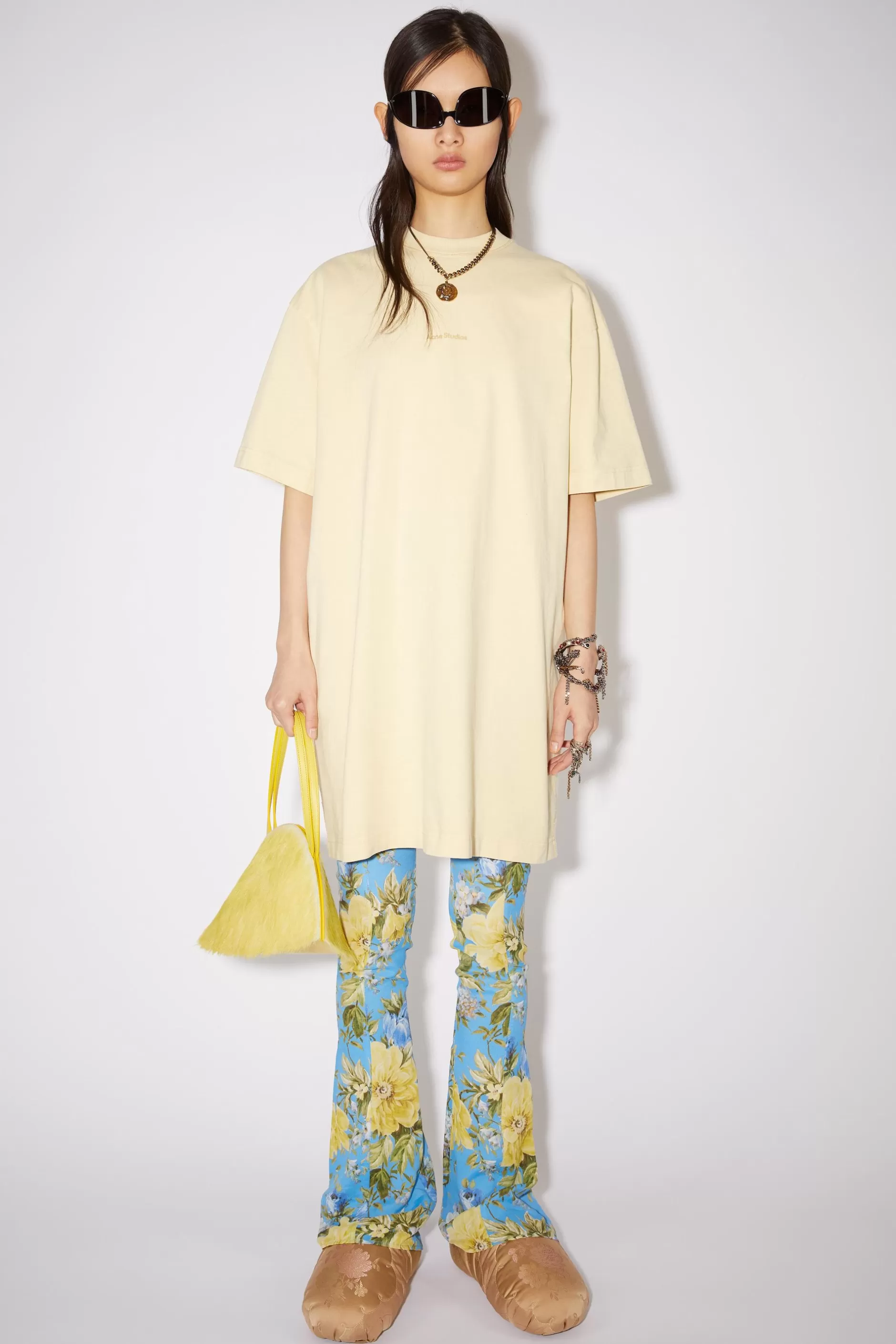 Acne Studios T-Shirt-Kleid Mit Logo Vanillegelb Online